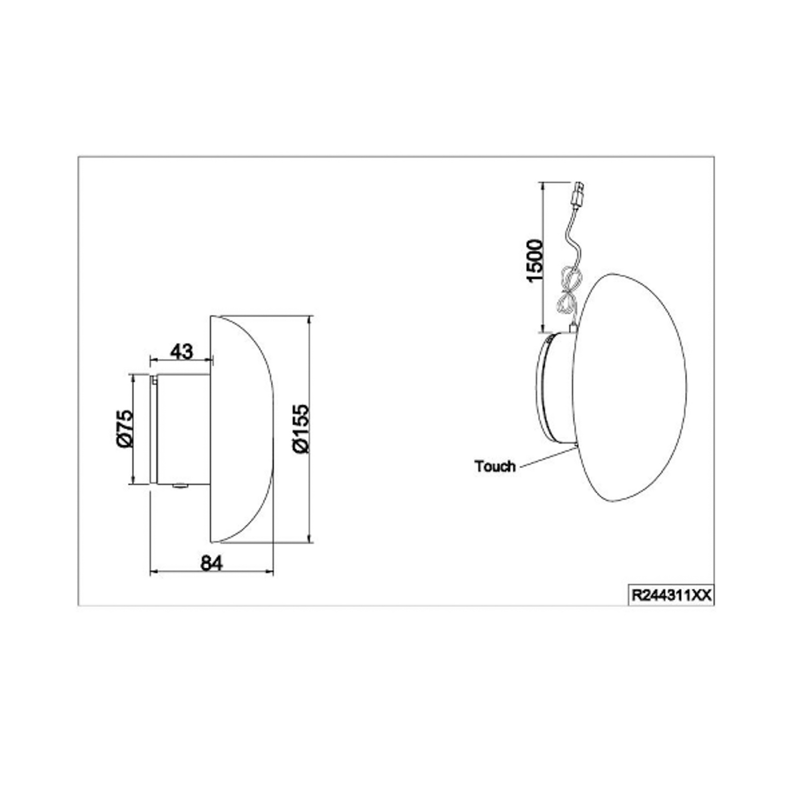 LED battery wall light Davey, green, dimmable, Ø 15.5 cm
