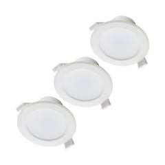 Prios lámpara empotrable LED Rida, juego de 3, blanco, 15 cm, CCT, IP44