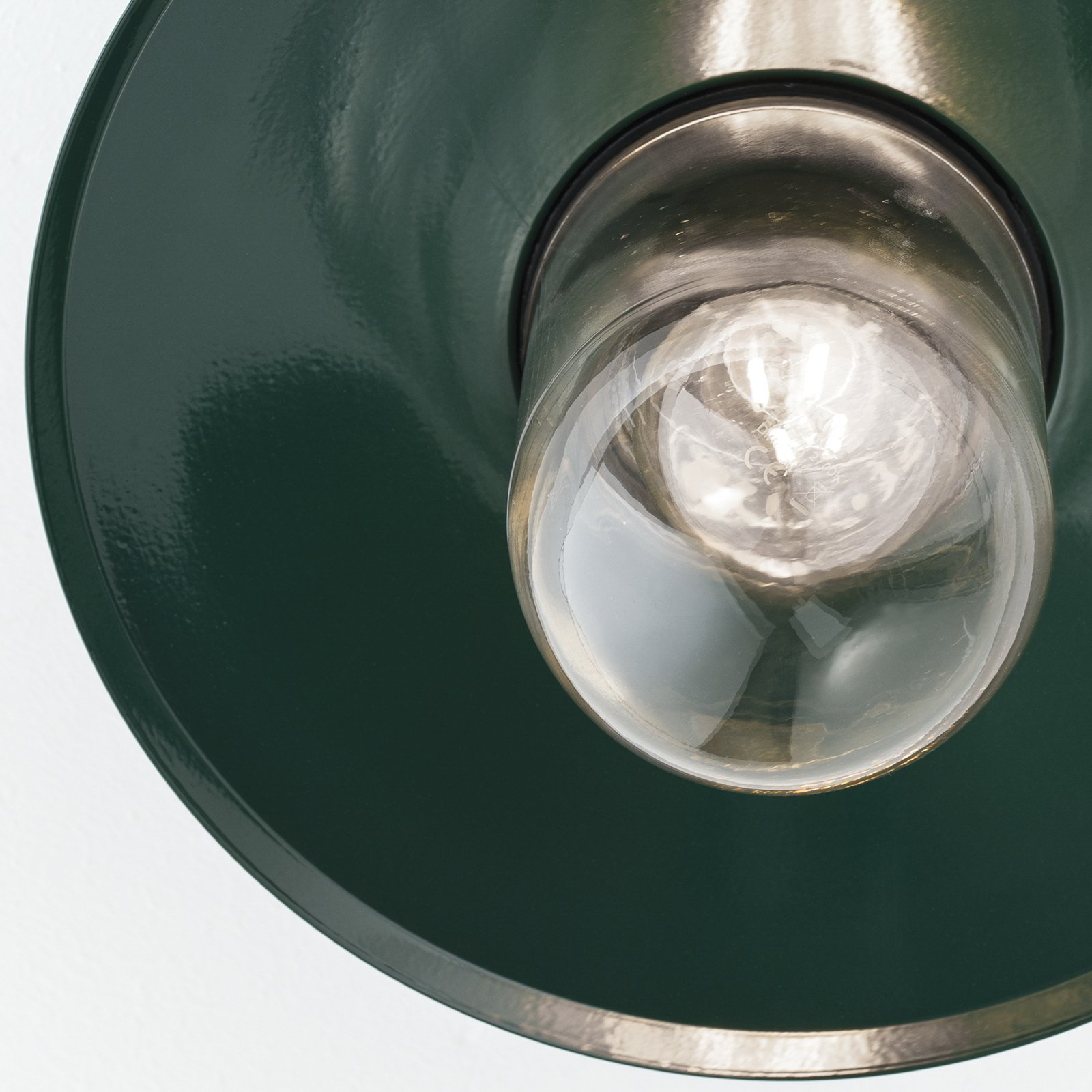 Edward outdoor ceiling lamp, green, Ø 27.5 cm, aluminium/glass