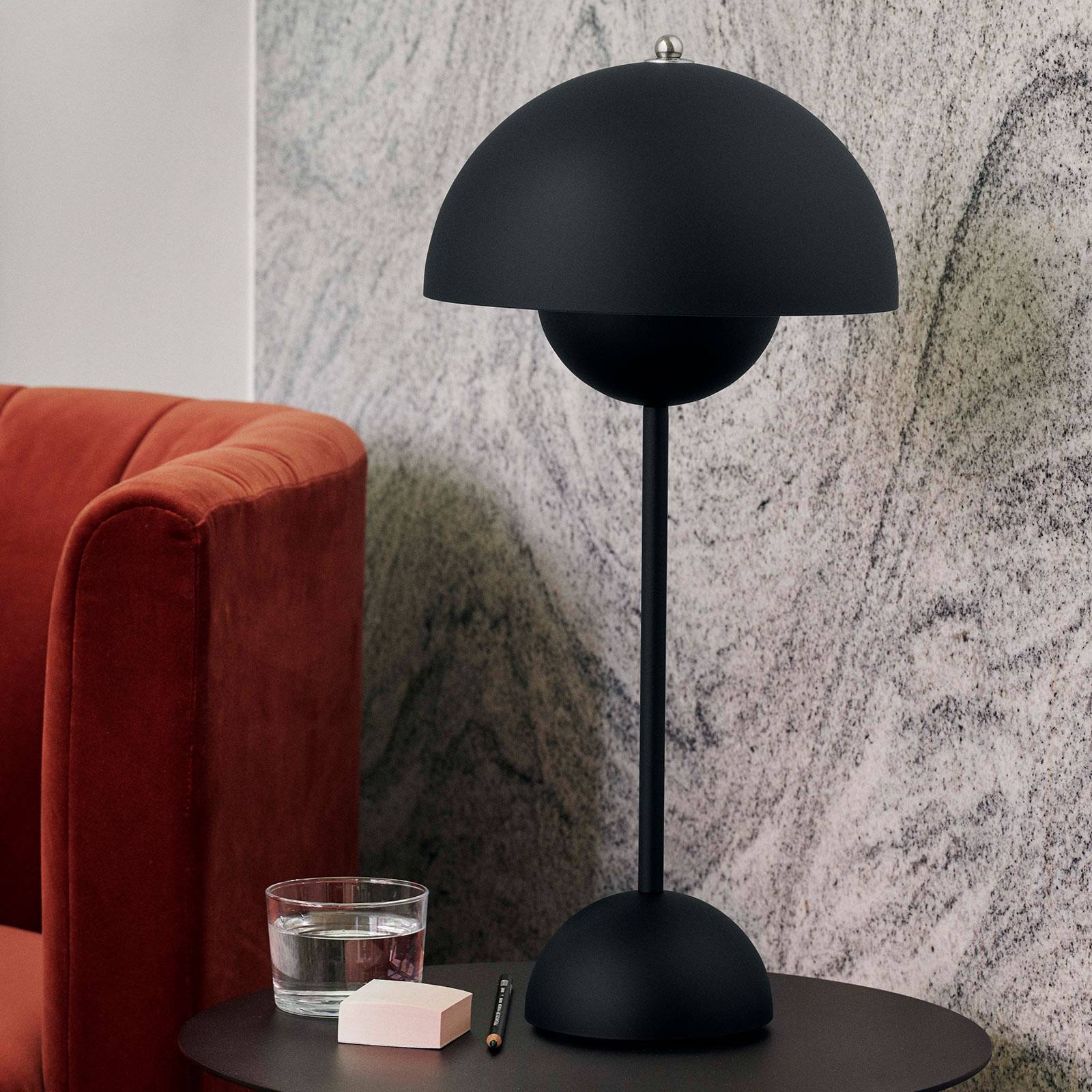 &tradition - flowerpot vp3 st??, czarna matowa, do salonu / jadalni, stal, e27, 40w, wys. 50 cm