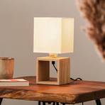 Monas table lamp, oiled oak, cream