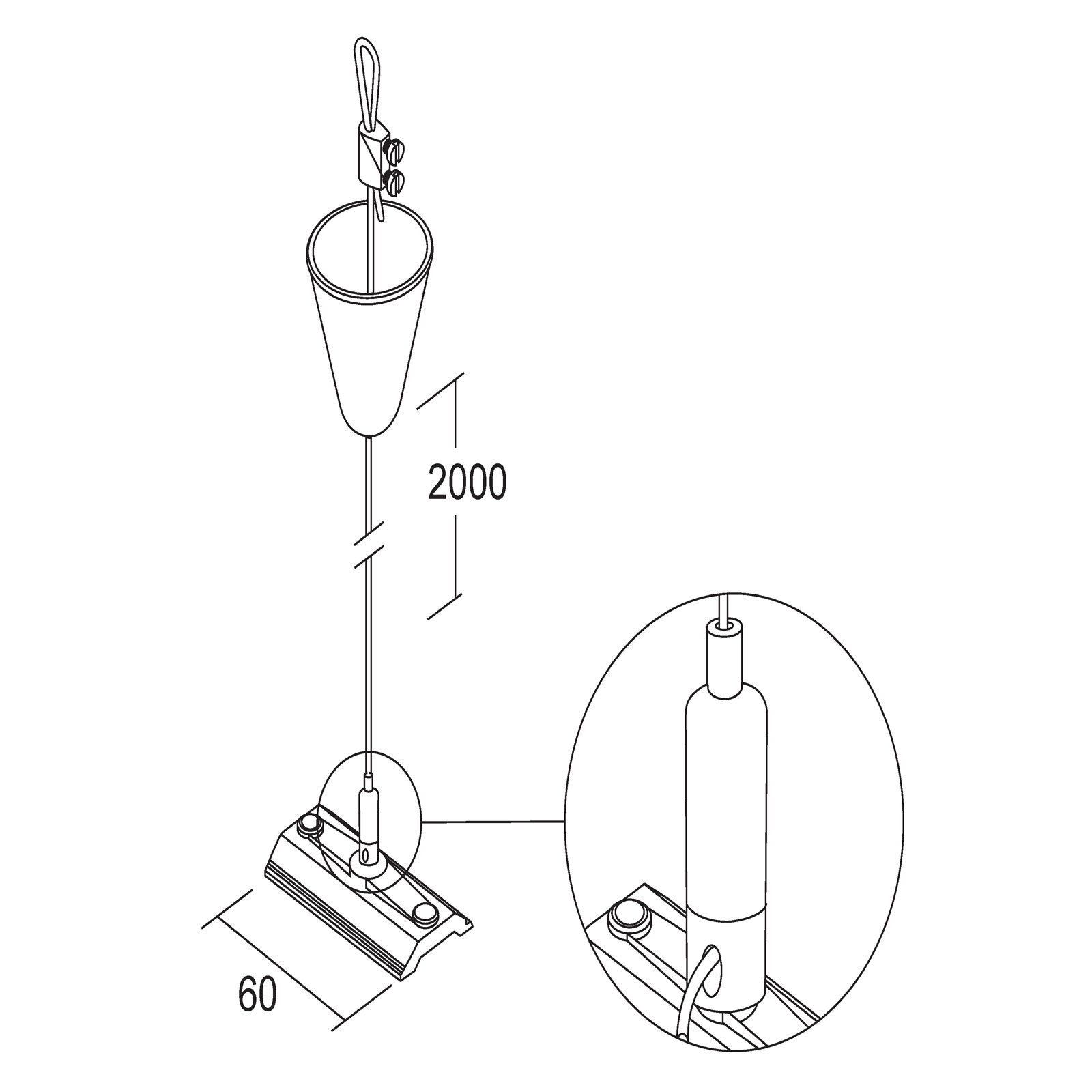 Ivela LKM rope suspension 200 cm, rope tensioner