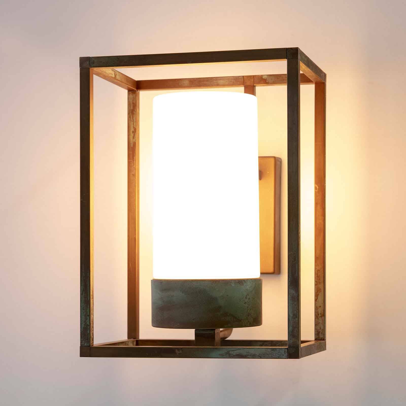 Moretti luce kültéri fali lámpa cubic³ 3363 antik sárgaréz/opal