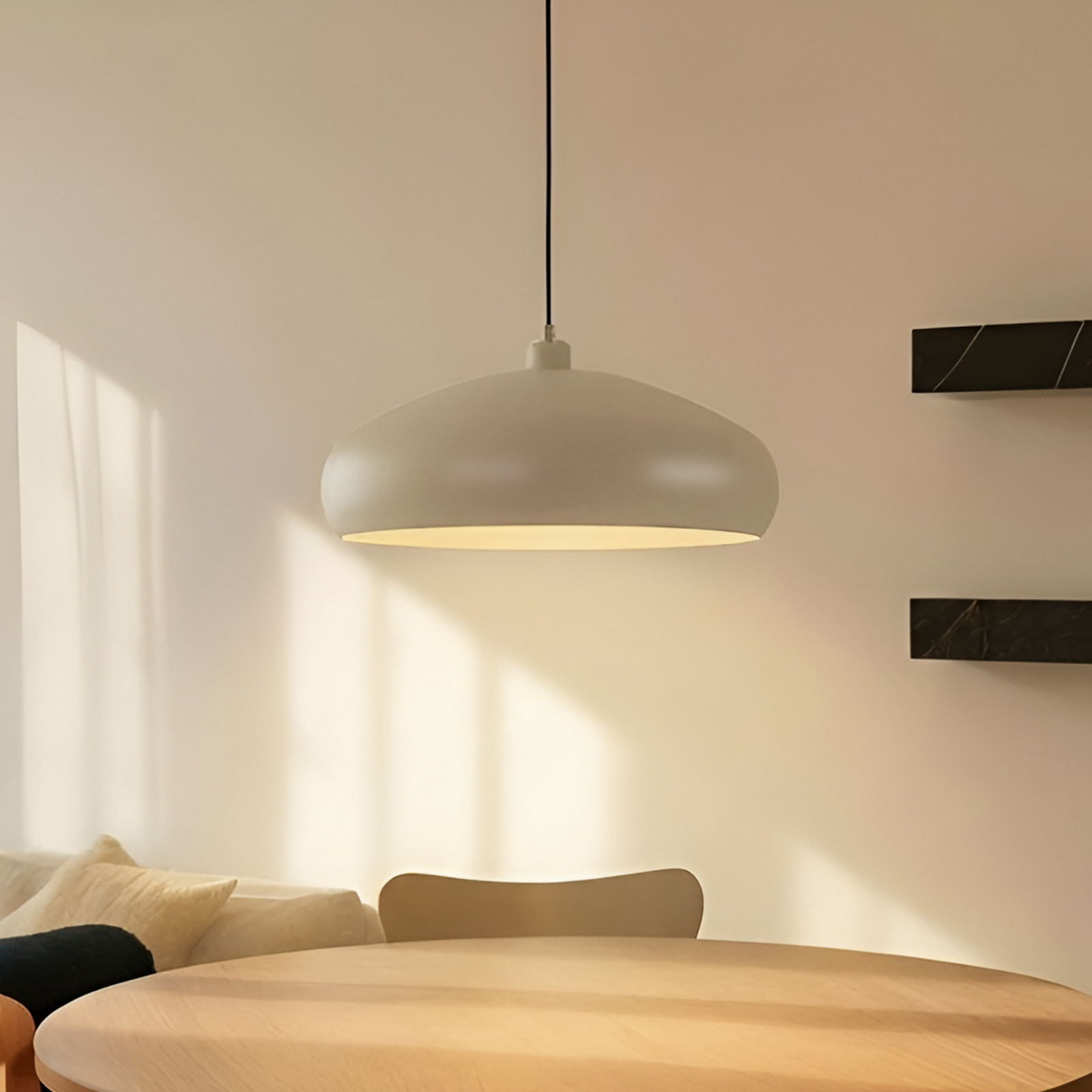 Lampa wisząca Lindby Elover, beżowa, Ø 45 cm, żelazo