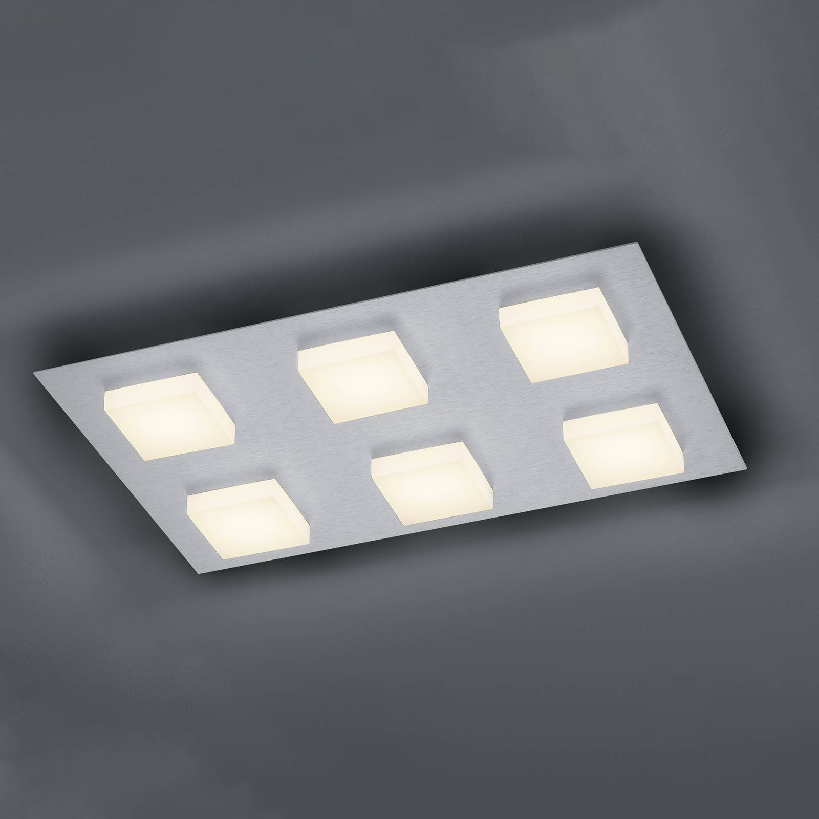 BANKAMP Luno -LED-kattovalo 6 lamppua hopea