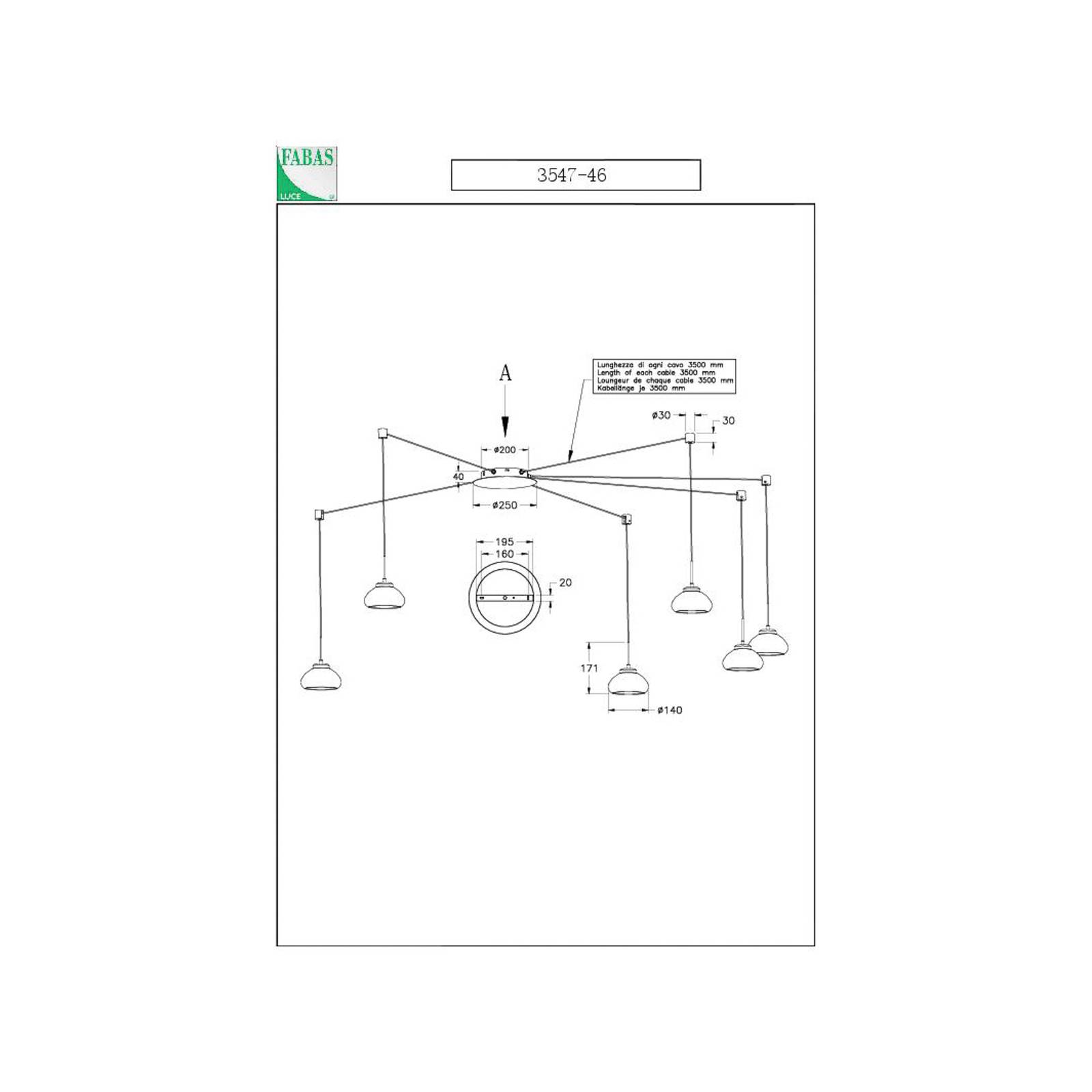 Lampa wisząca LED Arabella dymny szary 6-punktowa zdecentralizowana