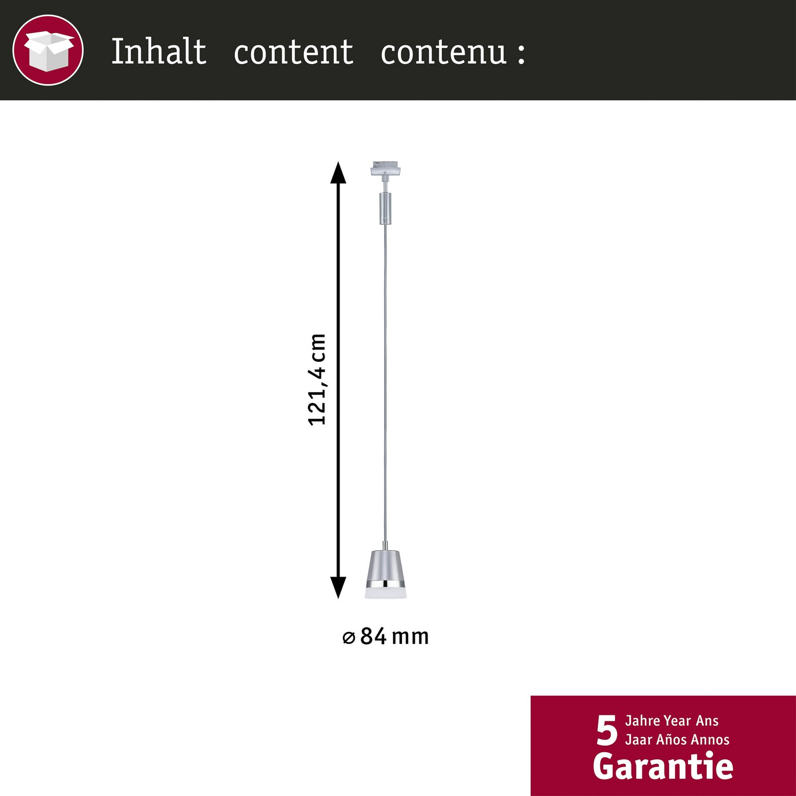 Paulmann URail lampada a sospensione Cone, cromo opaco, GU10