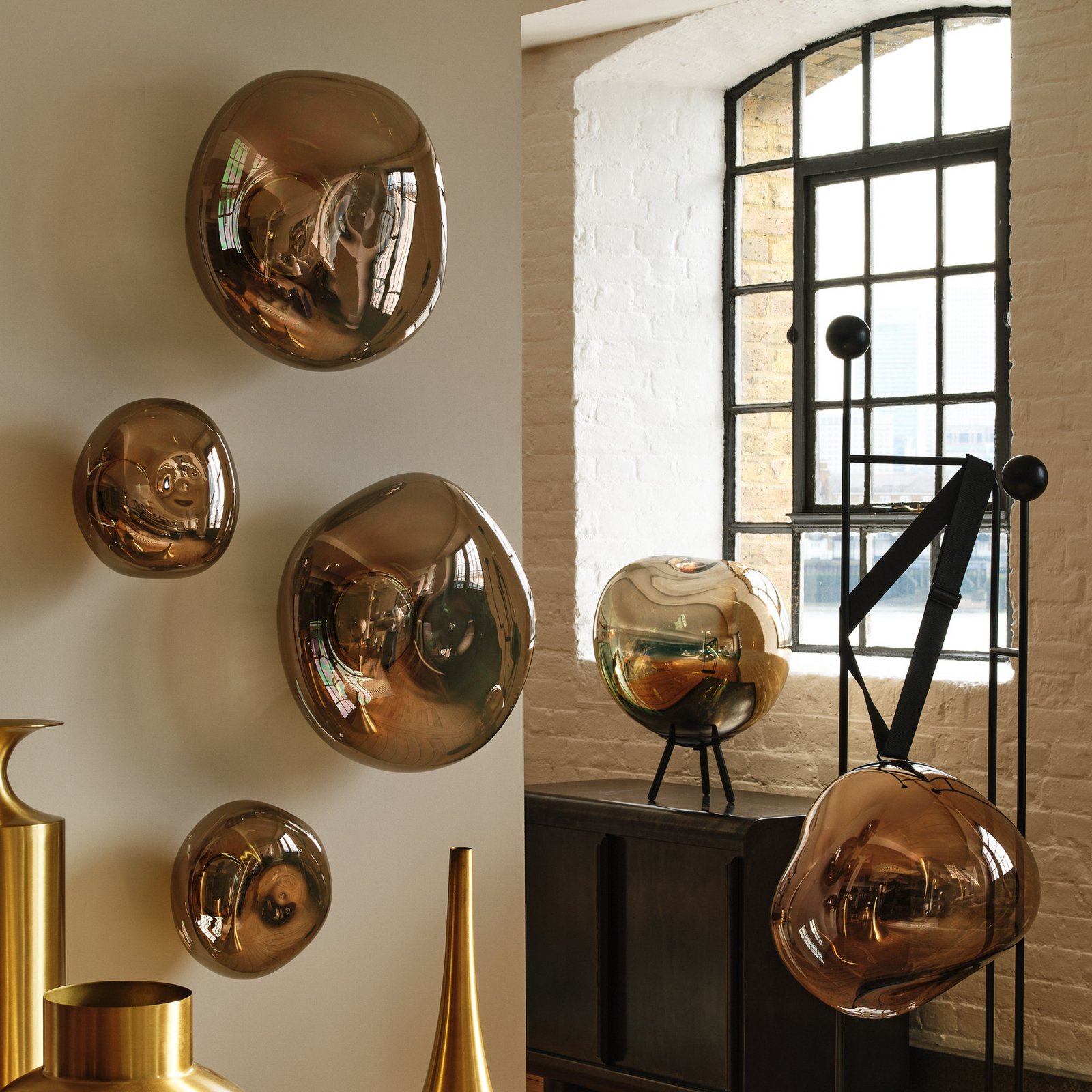 Tom Dixon LED-Wandlampe Melt, Ø 50 cm, bronzefarben