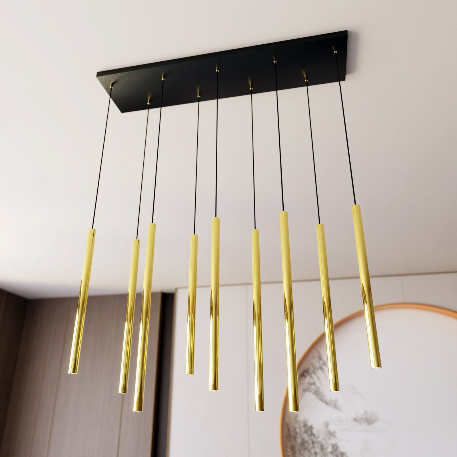 EMIBIG LIGHTING Lampă suspendată Selter auriu 9 becuri metal - Camera de zi / sufragerie - auriu negru