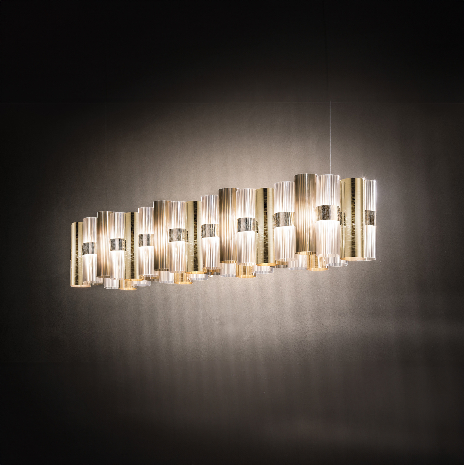 Slamp LED hanging light La Lollo, gold-coloured, 140 cm
