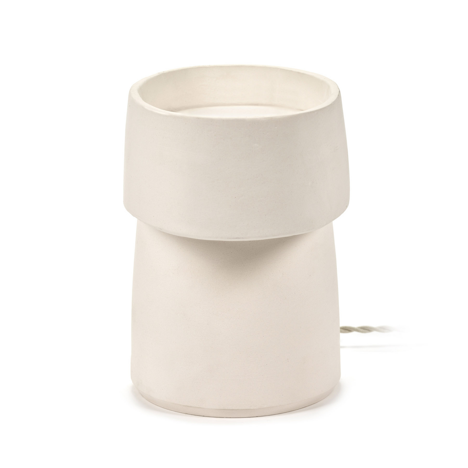 WHITE ROMÉ 01 bordlampe, beige, stentøj, højde 23,5 cm, E14 – Serax