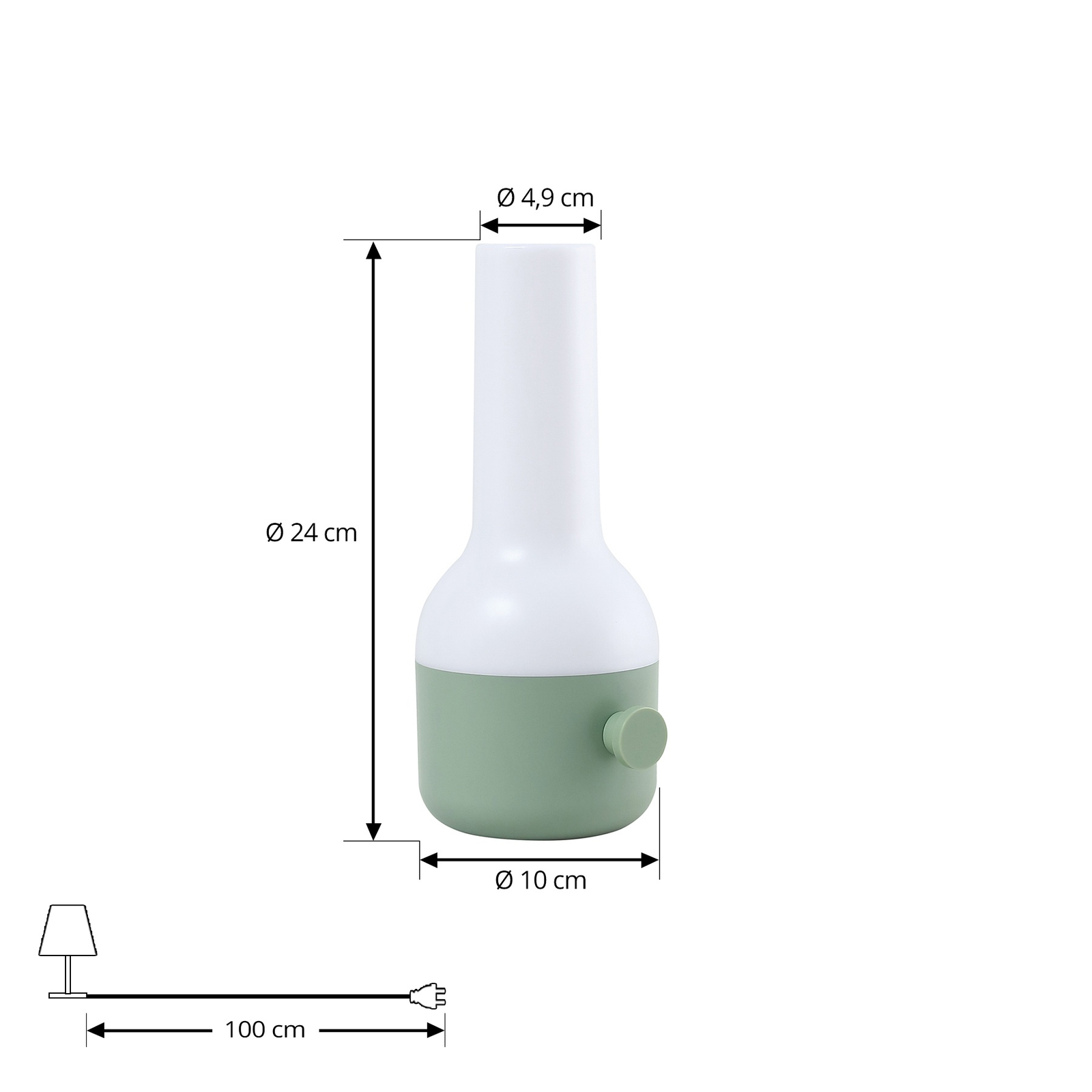 Lindby Lampe d'extérieur à LED rechargeable Isaline, vert, intensité