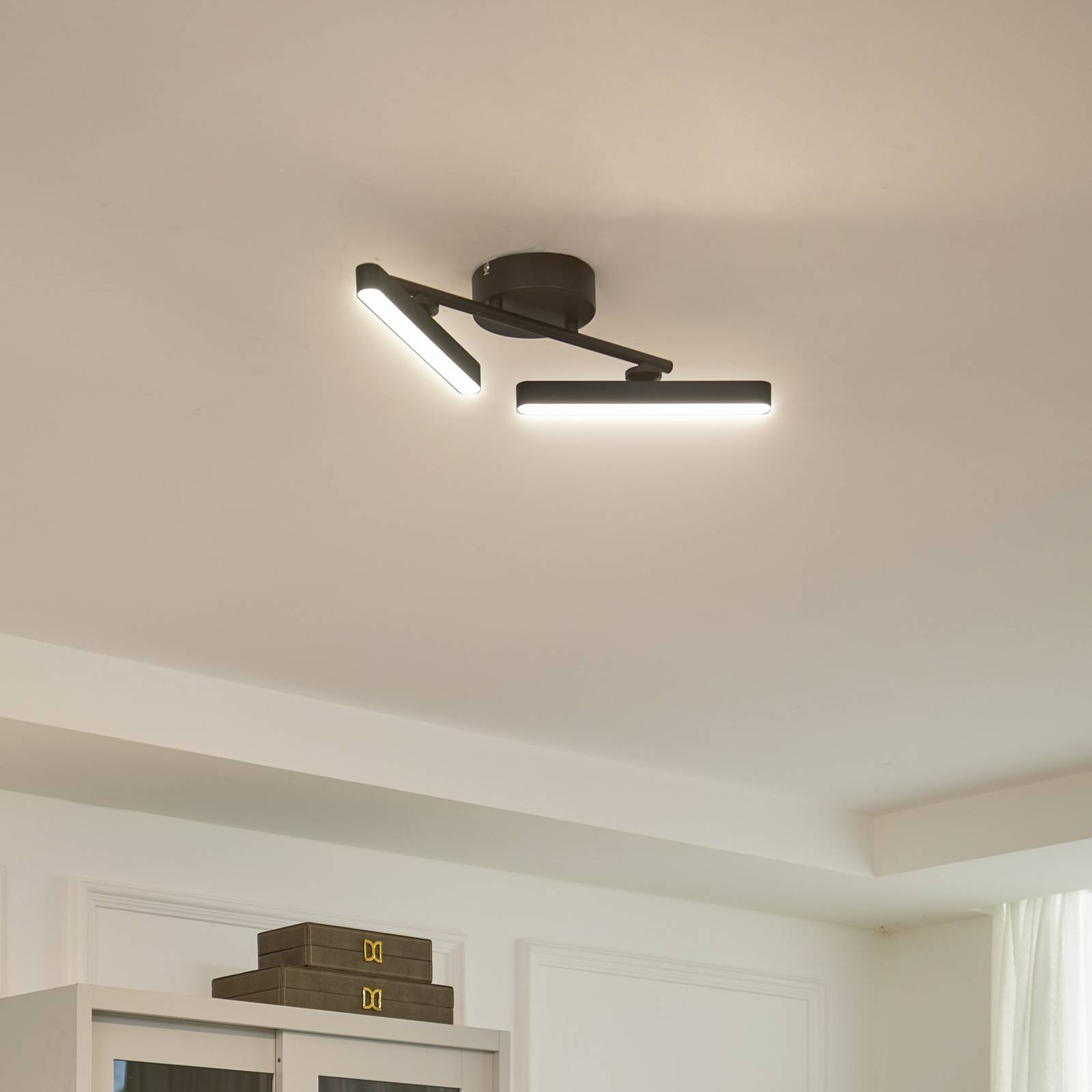 Lindby LED-Deckenleuchte Eldrin, 2-flg., schwarz,Lichtleiste günstig online kaufen