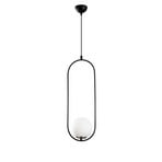 Mudoni pendant light, black/white, glass, metal, E27