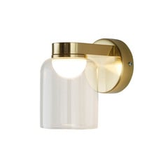 Aplique de pared LED Highball, color latón, IP44, cristal