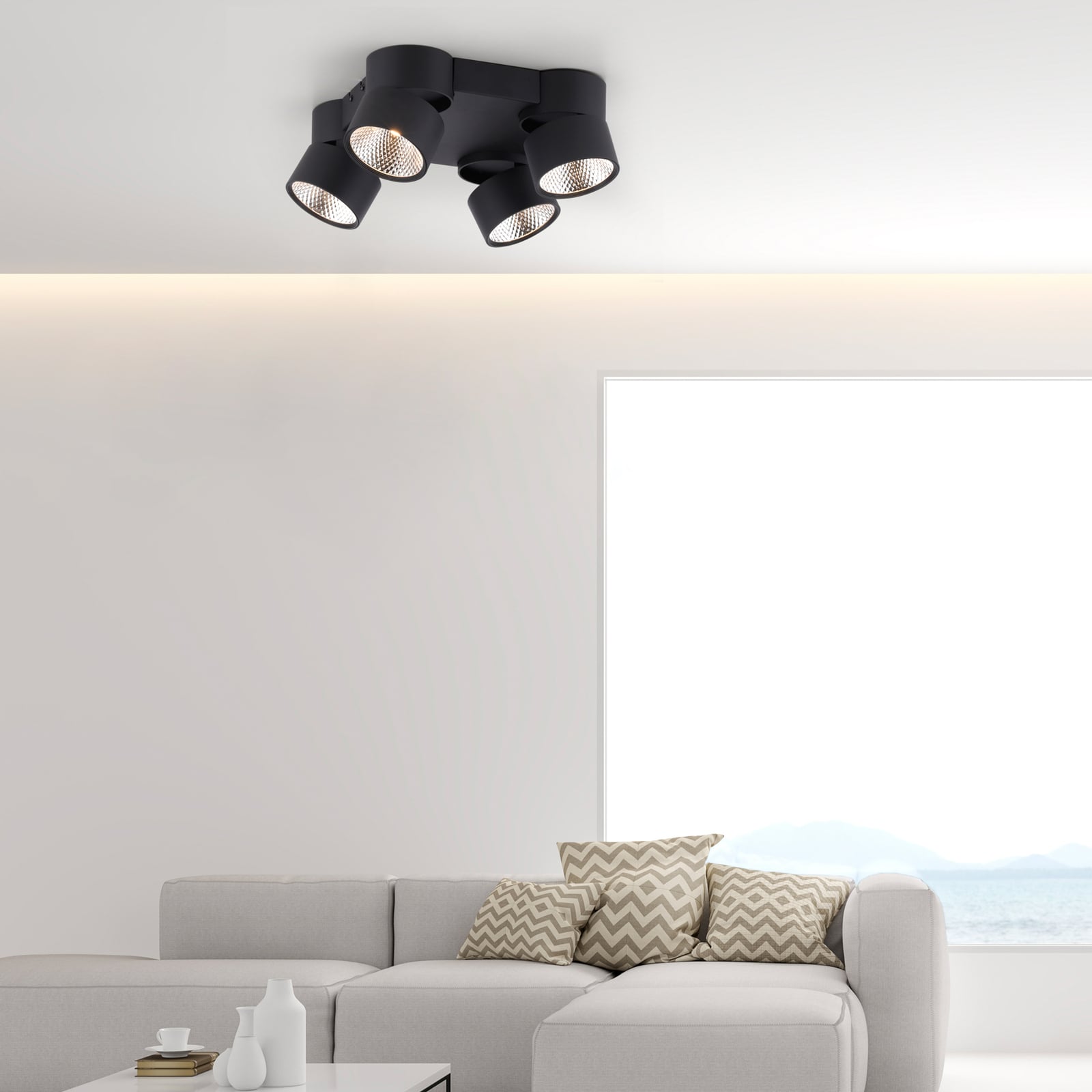 Nola LED-Deckenleuchte, vierflammig, schwarz - PURE Nola LED-Deckenleuchte, vierflammig, schwarz - PURE