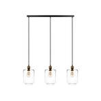 Tube hanging light 3-bulb, cylindrical, clear