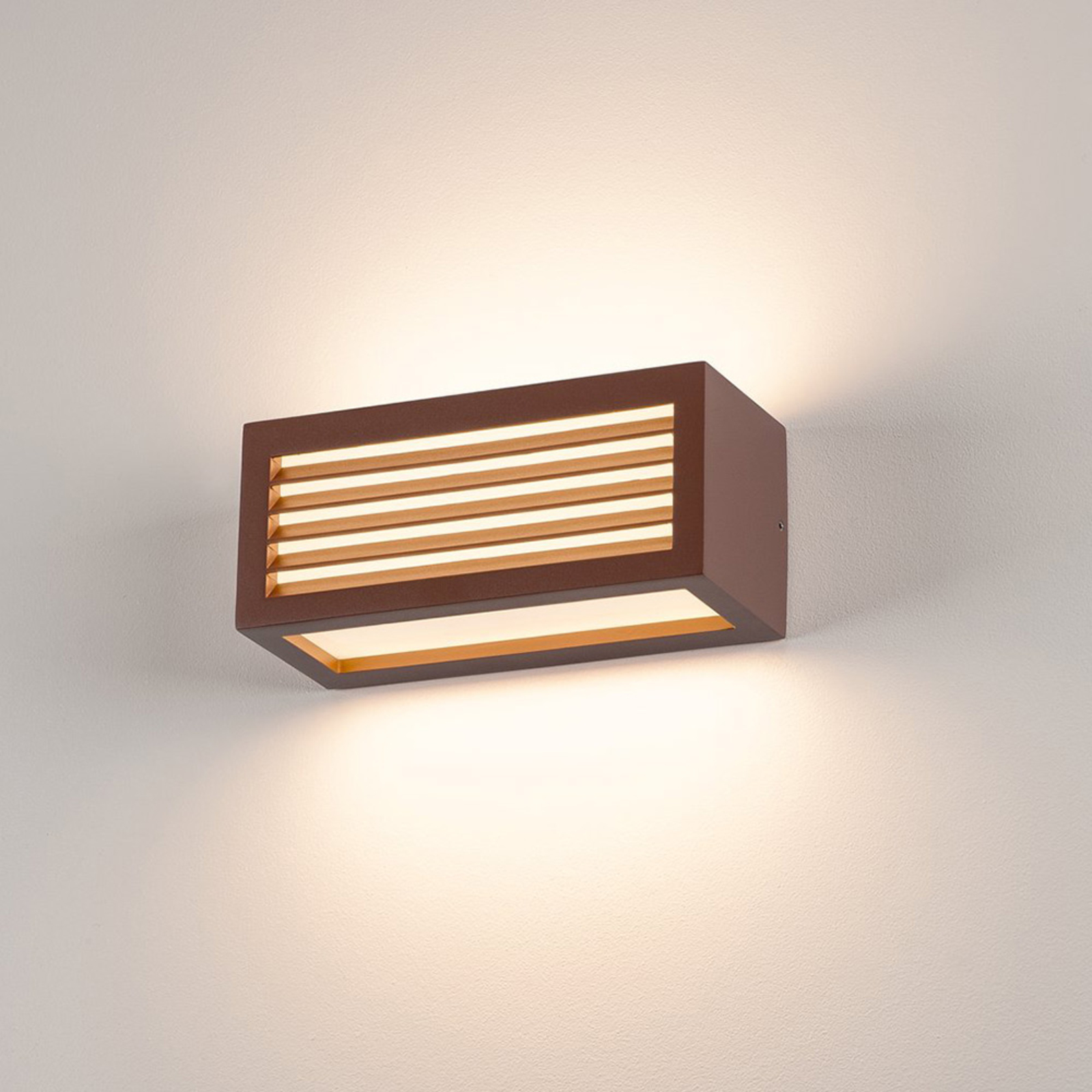 SLV Box-L LED wall light, rust, direct/indirect, aluminium, acrylic glass, 19 W, energy efficiency: A+, W: 25 cm, H: 11 cm