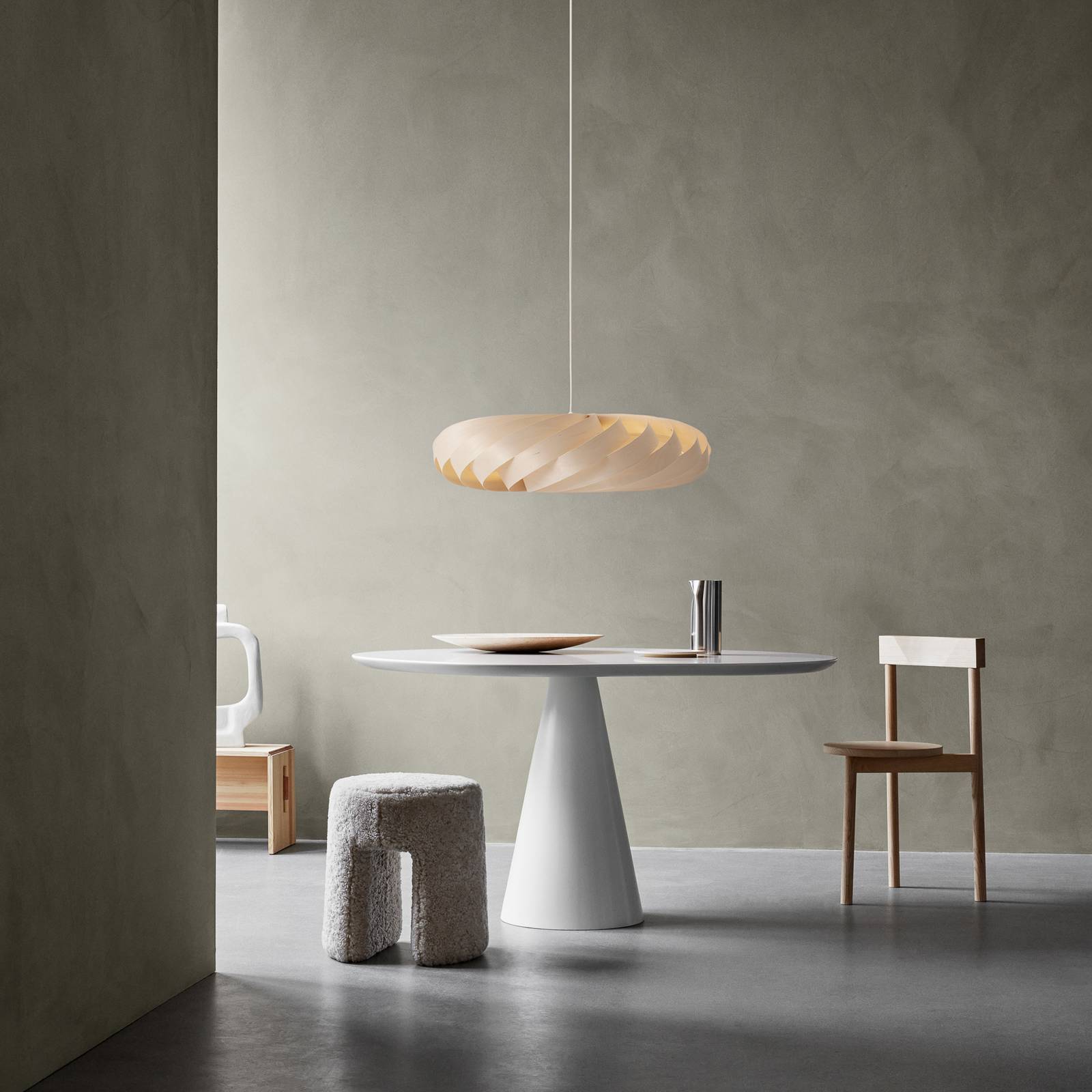 Tom Rossau hanglamp TR5, Ø 80 cm, naturel, berkenhout
