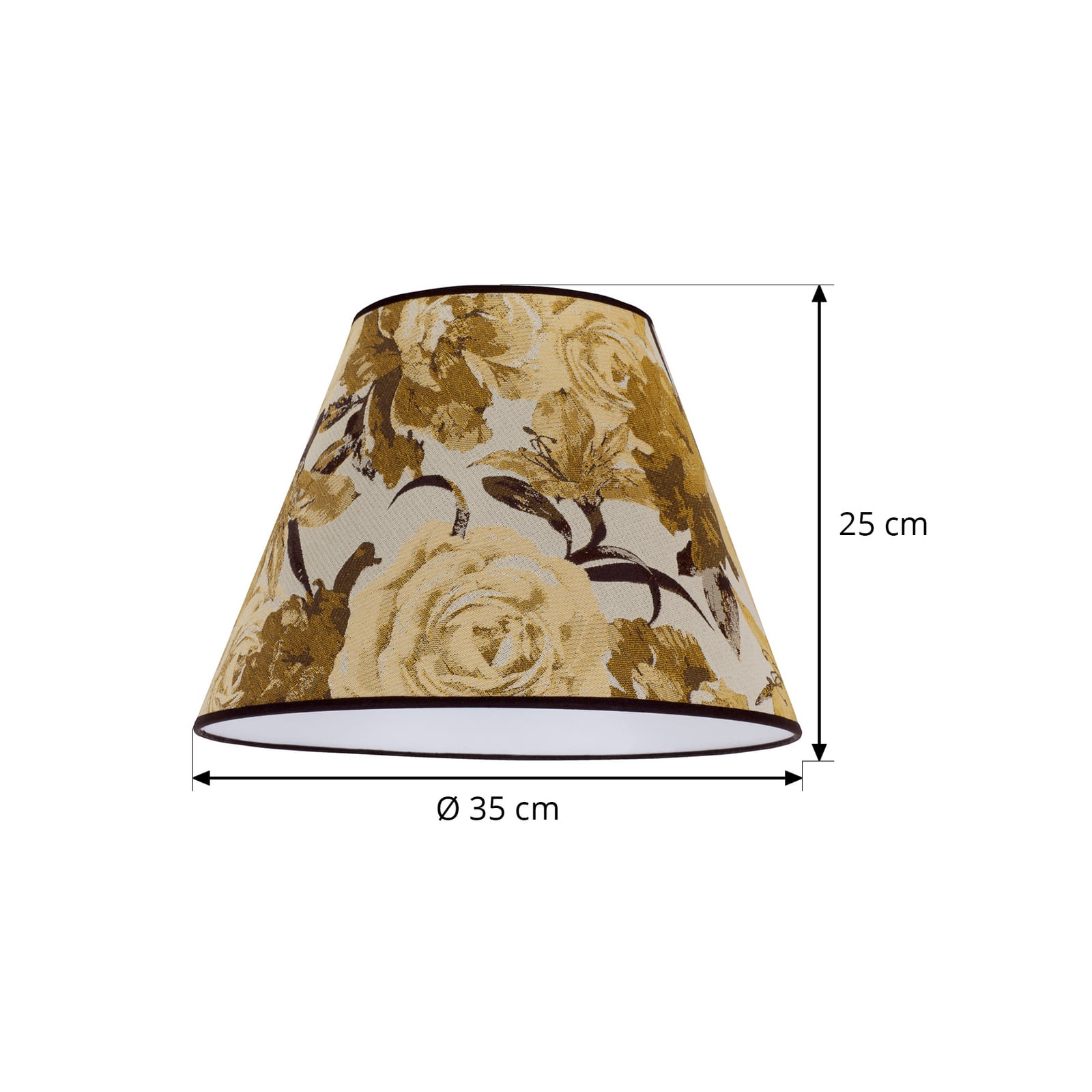 Lampu abažūrs Sofia Augstums 25 cm, ziedu raksts dzeltenā krāsā Lampu abažūrs Sofia Augstums 25 cm, ziedu raksts dzeltenā krāsā