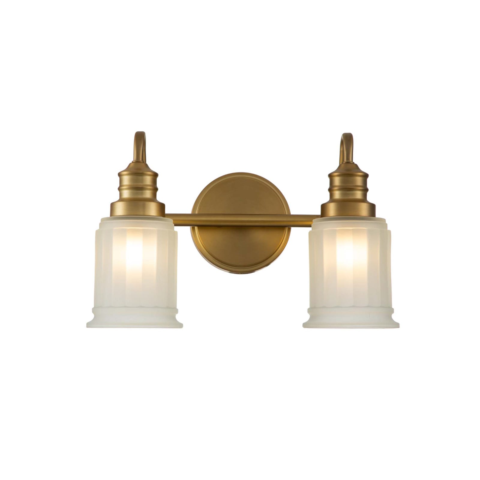 Lampa ścienna Swell z mosiądzu, 2-punktowa, ze szkłem, IP44, G9 – QUOIZEL