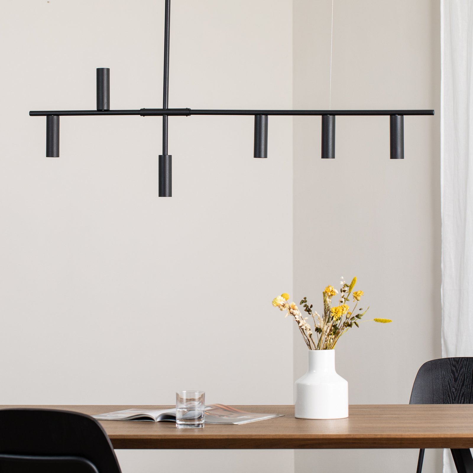 Trevo 6 All Black pendant light, metal, black, GU10
