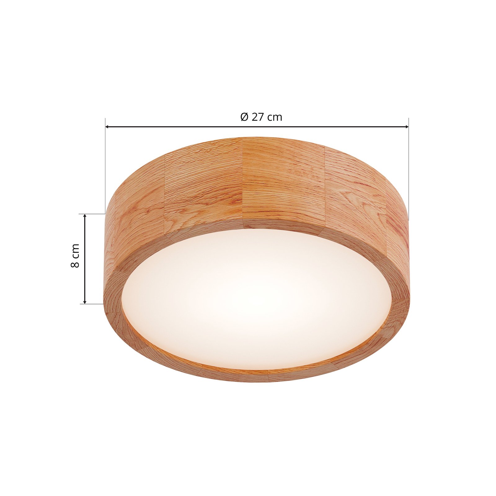 Envostar Kerio ceiling lamp, Ø 27 cm, natural oak