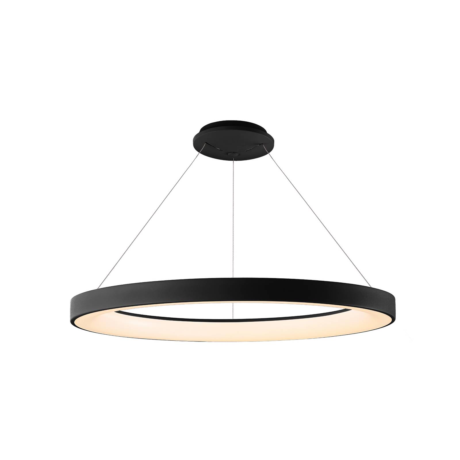 LED-Hängeleuchte Niseko II, Fernbedienung, Ø 65 cm, schwarz