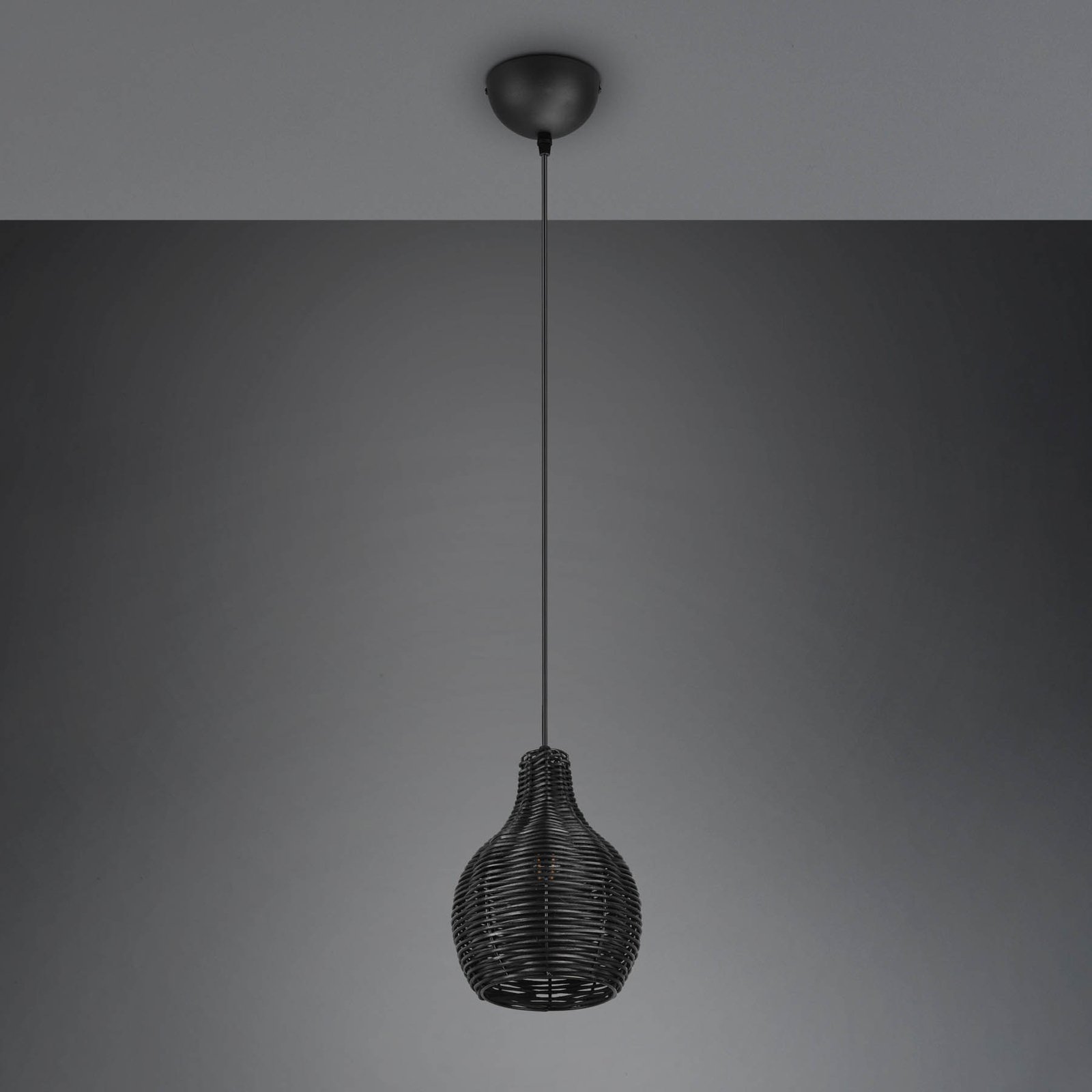 Sprout pendant light made of rattan, 1-bulb, black