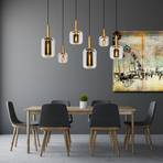 Joanet hanging light, smoky grey/black, glass, 132 cm long