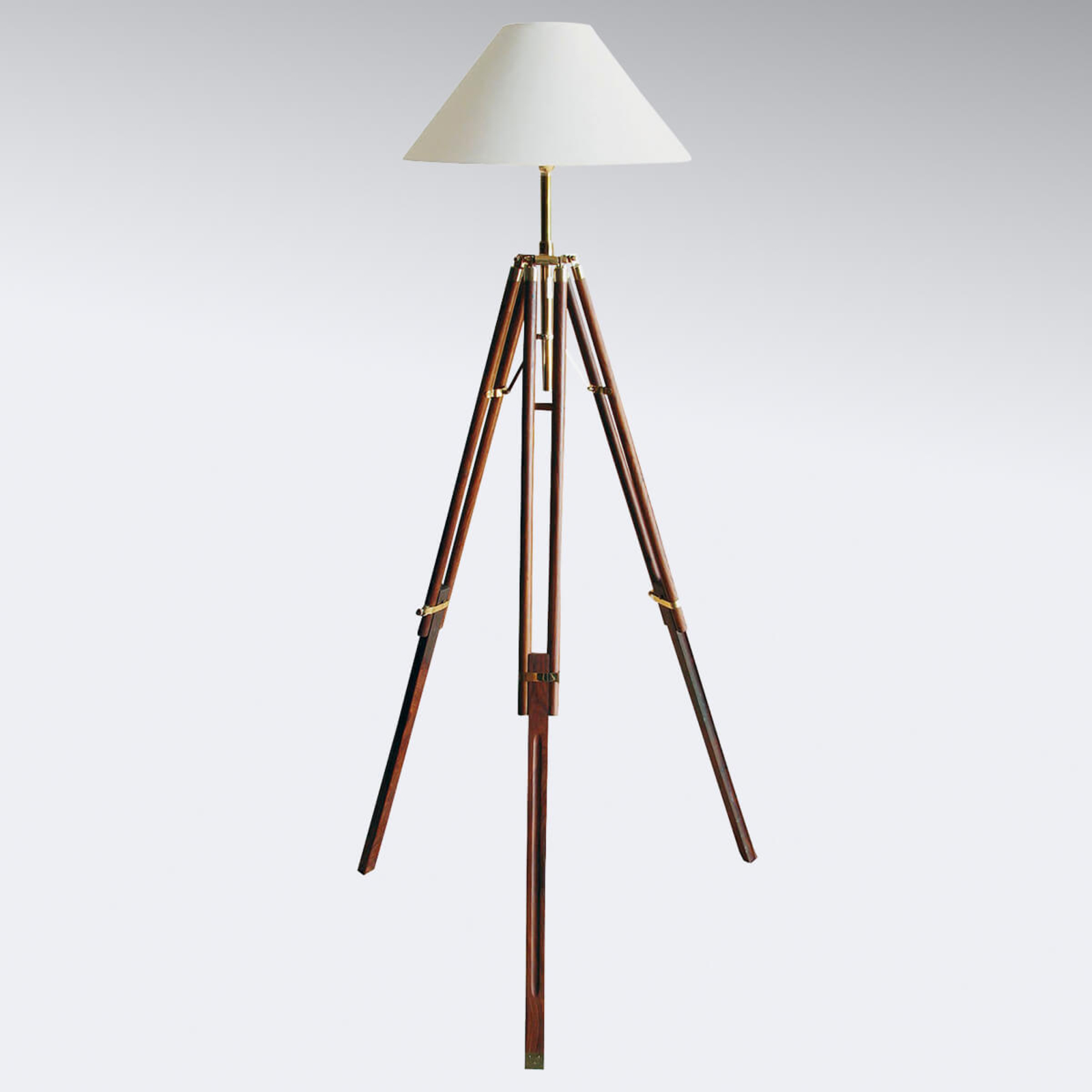 SEA-Club Tripod floor lamp Stativ with white lampshade, for Living / Dining Room, wood, metal, jute, E14, 60 W, energy efficiency: A++, H: 187 cm