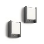 Philips LED стенна лампа Arbour UE, комплект от 2 броя, сензор, 2700 K
