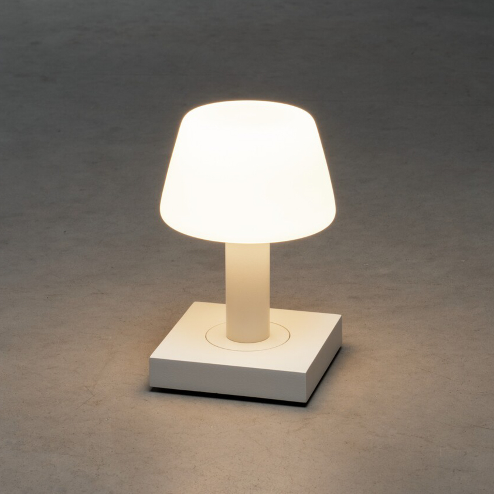 Lampada LED da tavolo Monaco esterni accu, bianco