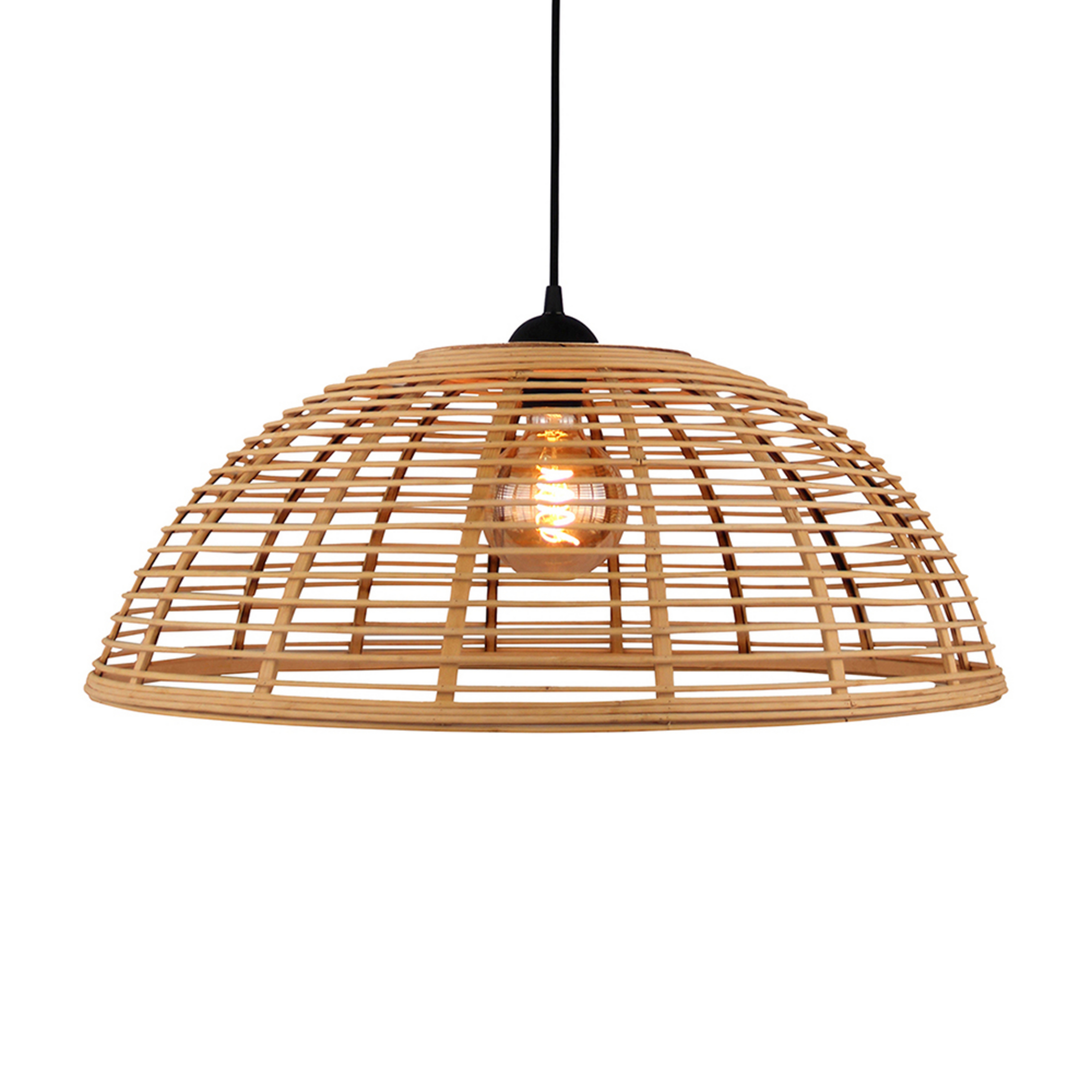 Lampa wisząca Crosstown, klosz bambusowy, Ø 48 cm