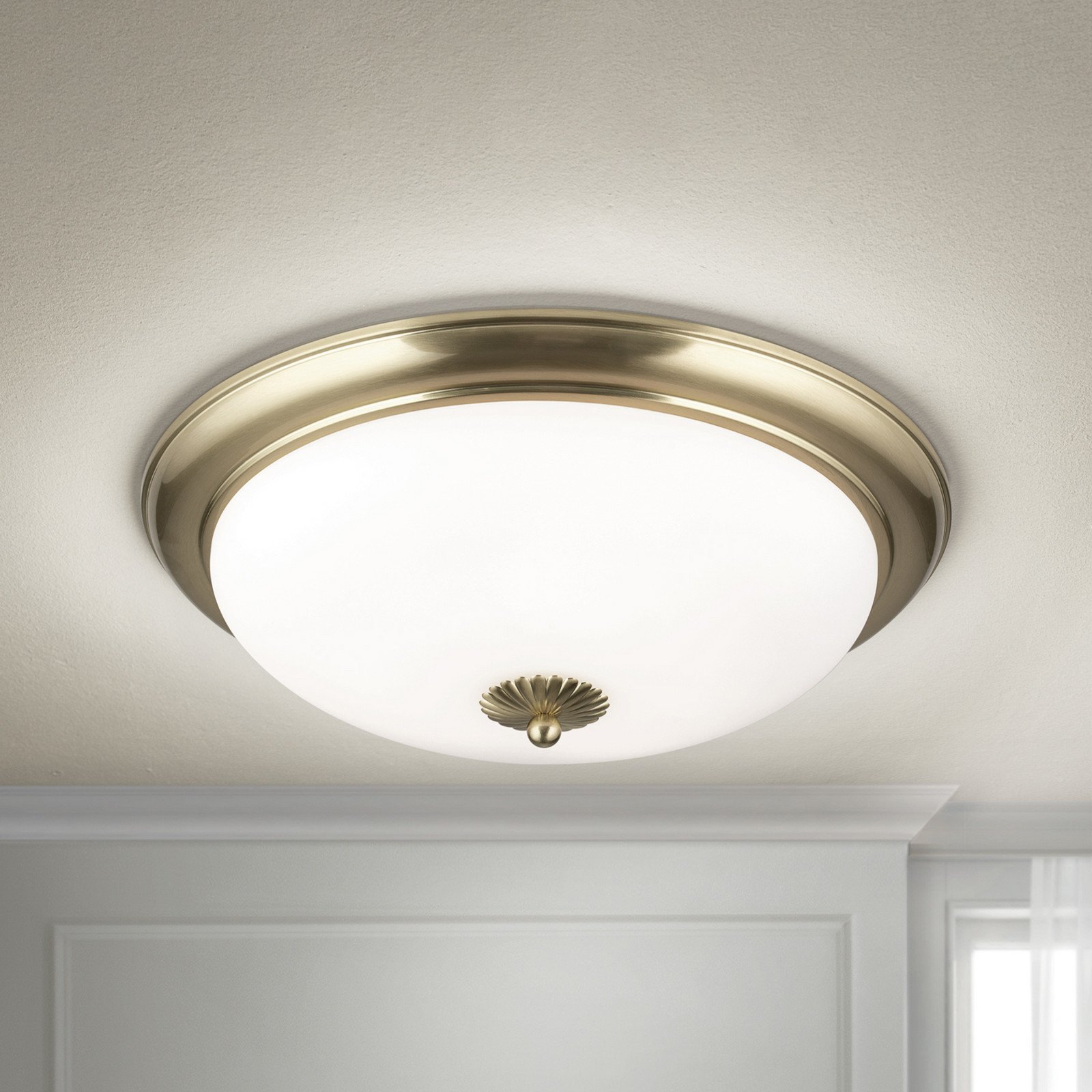 ORION Plafonieră Empire Ø 48 cm alamă sticlă opală mată - Camera de zi / sufragerie - Antichitate - alamă opal mat - Metal