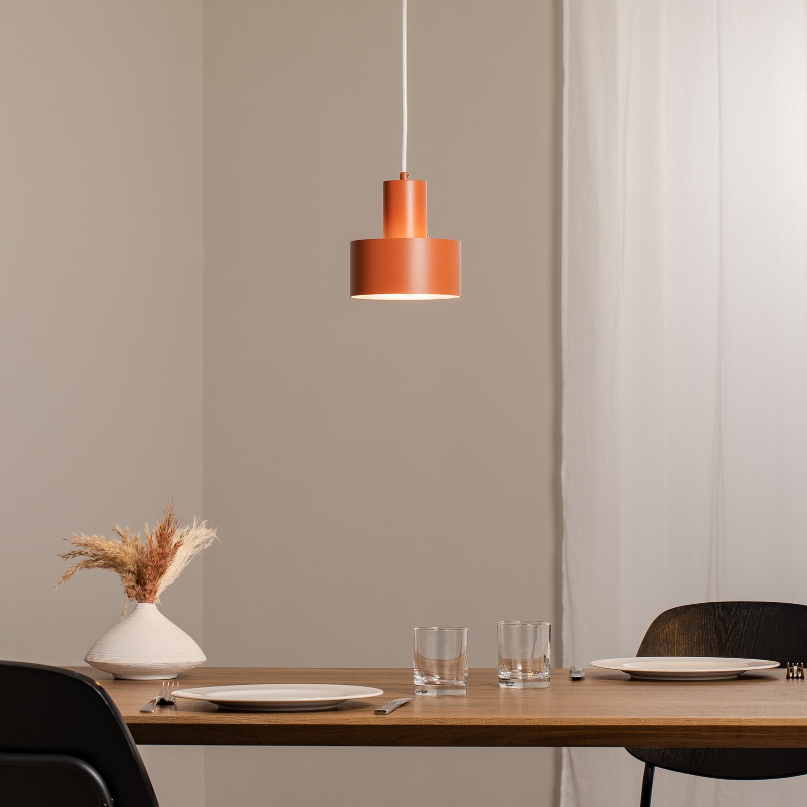 Hängeleuchte Rif S, ziegelrot, 1-flammig, Ø 15 cm, Stahl 