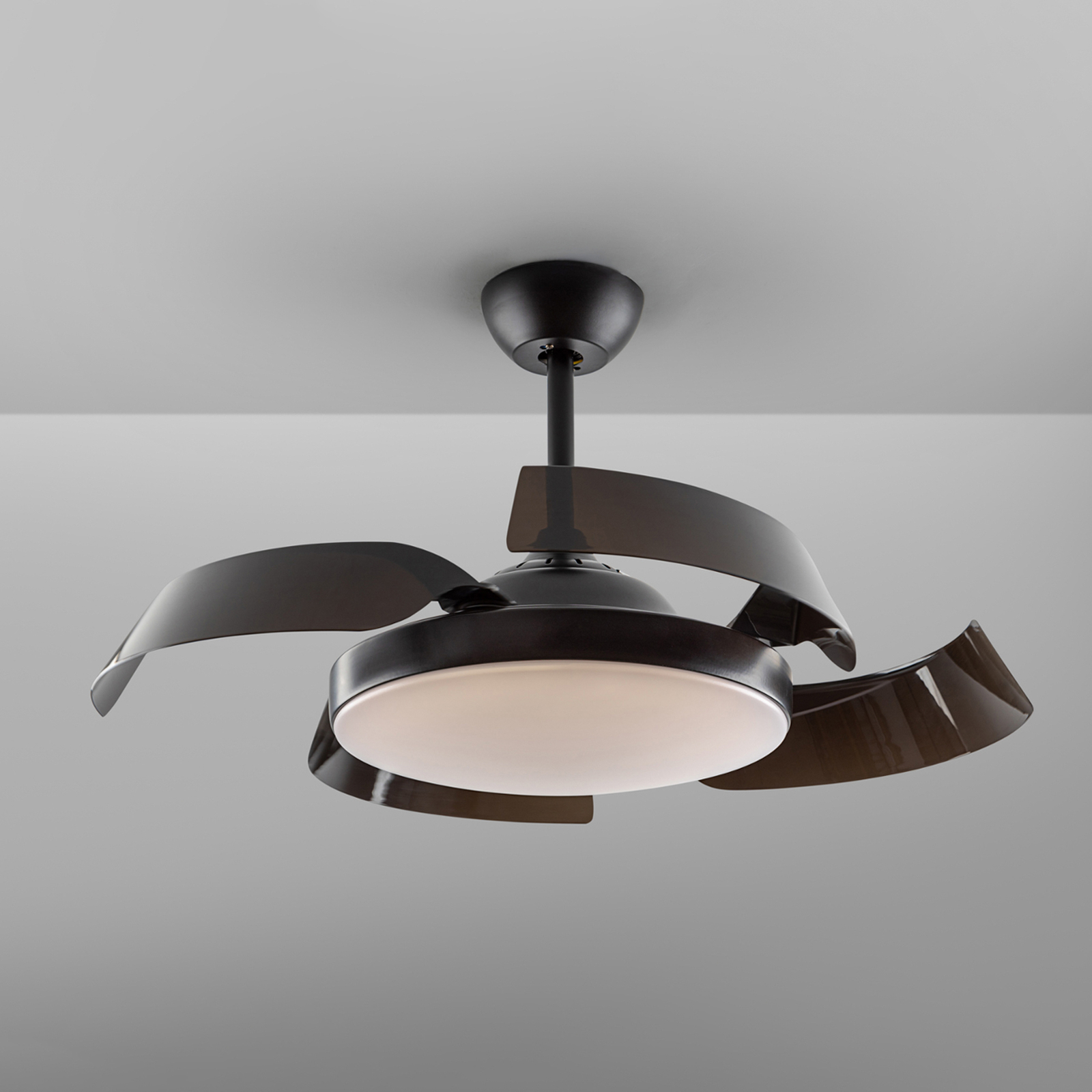Enzo LED ceiling fan, dimmable, CCT, black