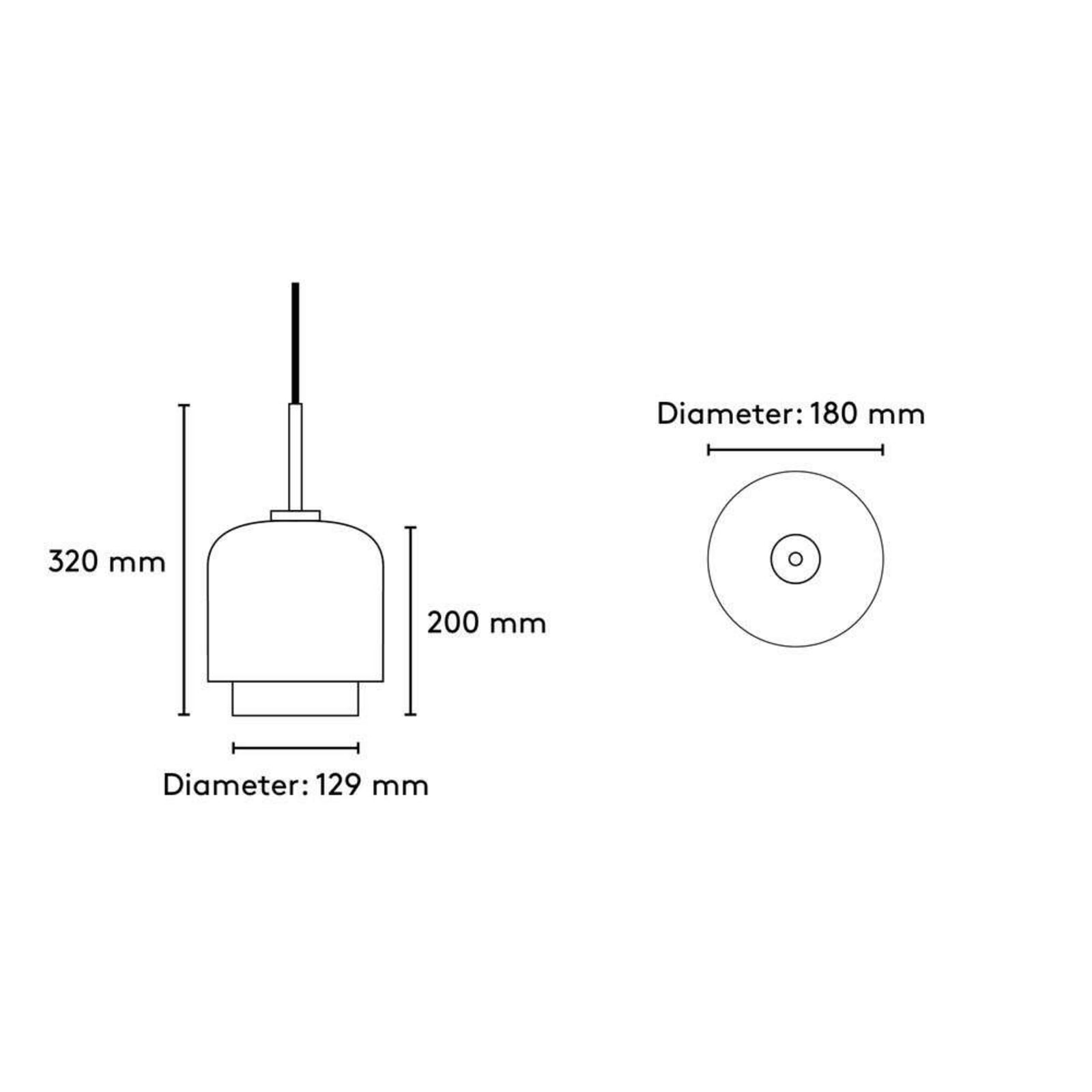 Candeeiro suspenso Megumi, Ø 18 cm, branco/preto, vidro opalino