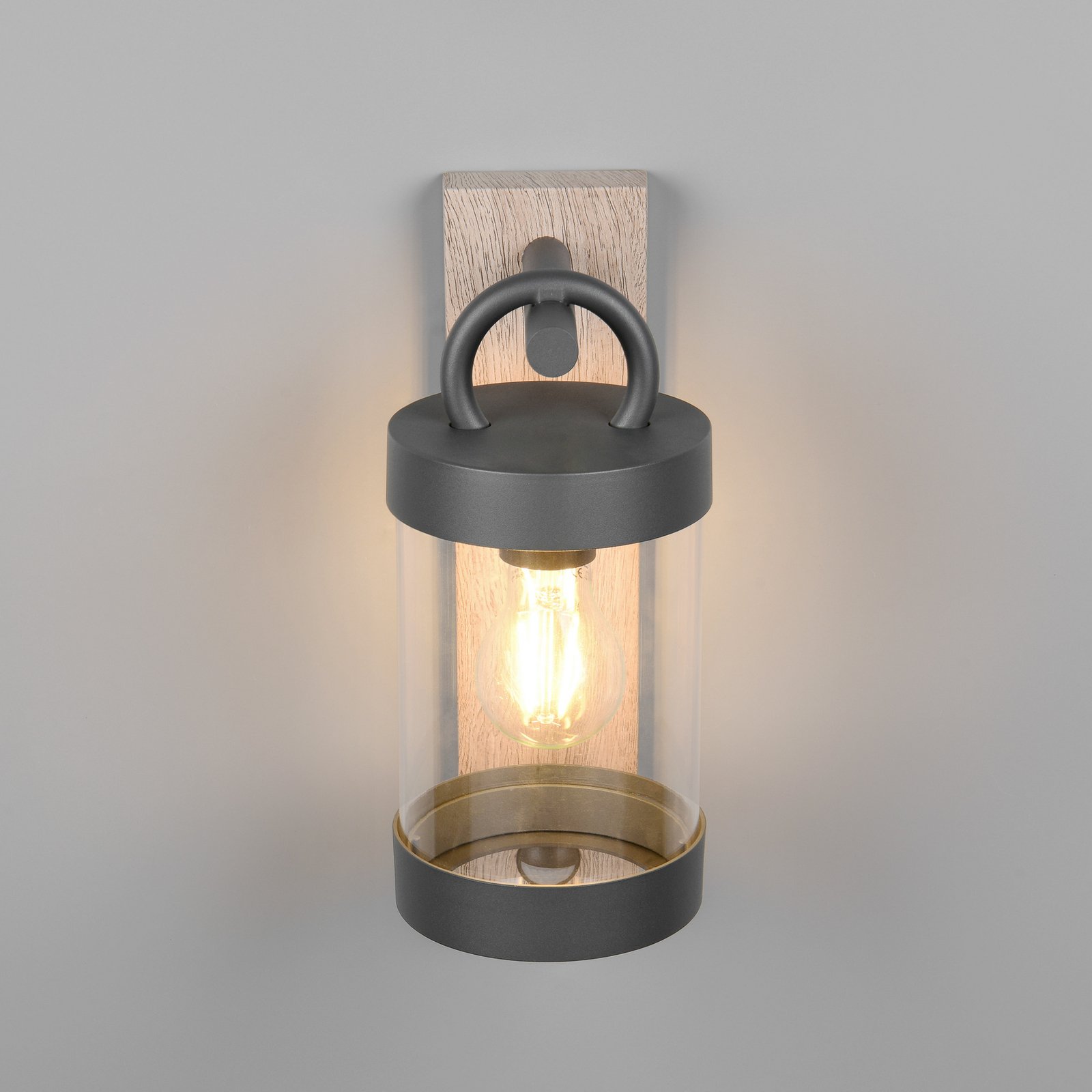 Sambesi outdoor wall lamp, wood look, die-cast aluminium, sensor