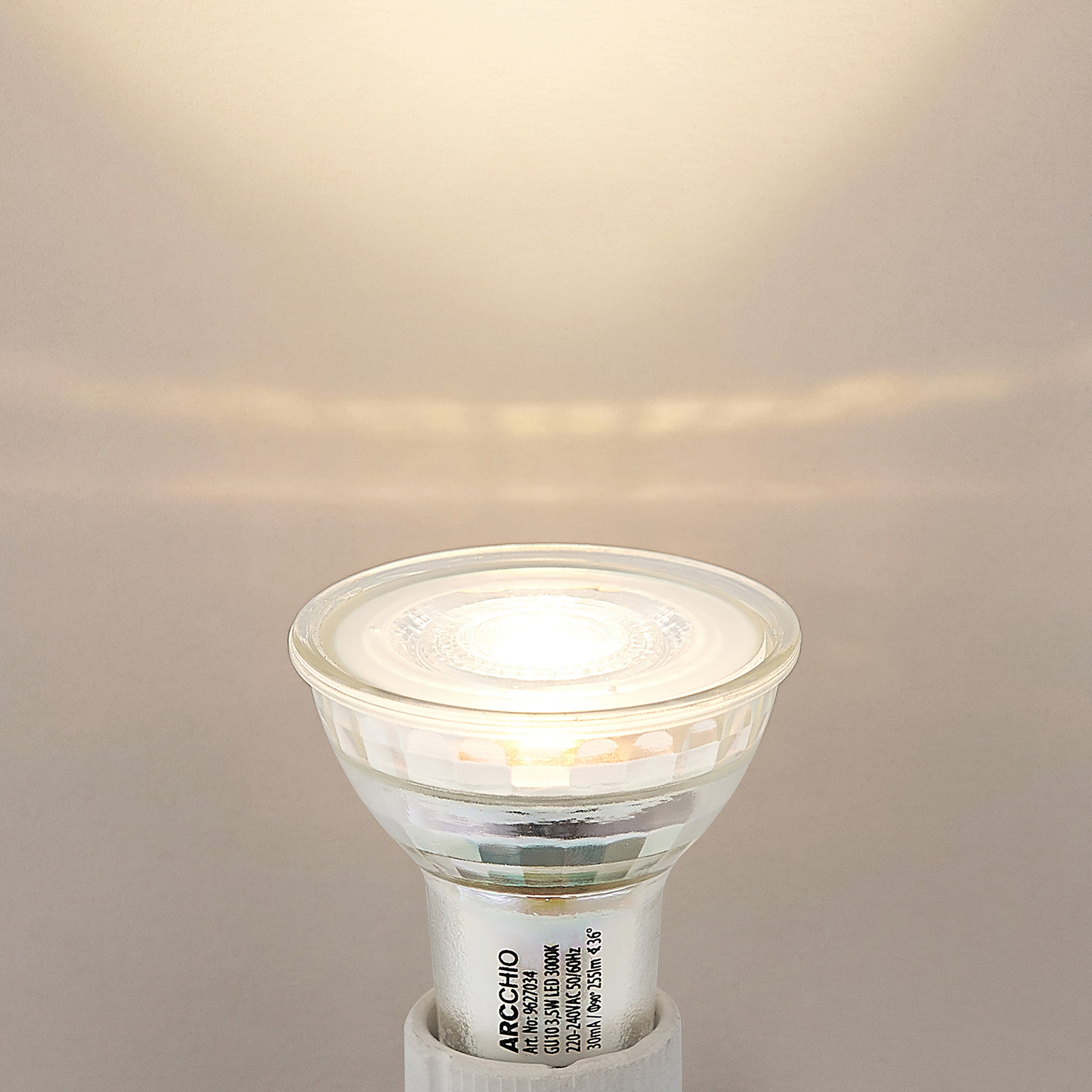 LED-heljastinlamppu GU10 3,5 W 3 000 K 36° lasi