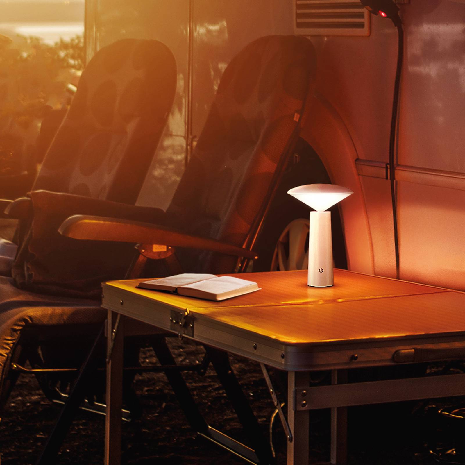 Фото - Прожектор / світильник FH Lighting Lampa stołowa LED Pinto, CCT, biała