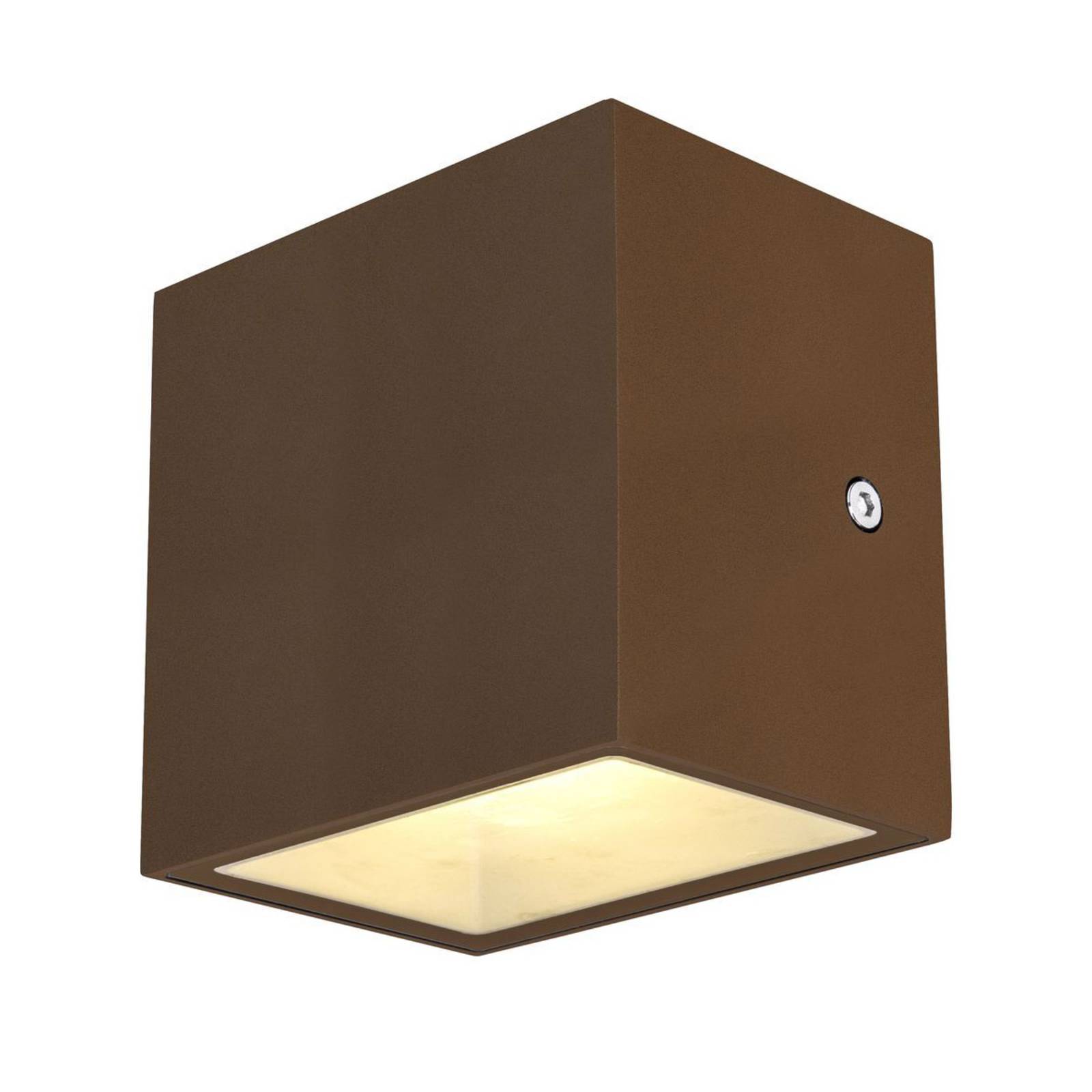 SLV Sitra Cube LED outdoor wall lamp, rust, aluminium, glass, 10 W, energy efficiency: D, W: 11.5 cm, H: 11 cm