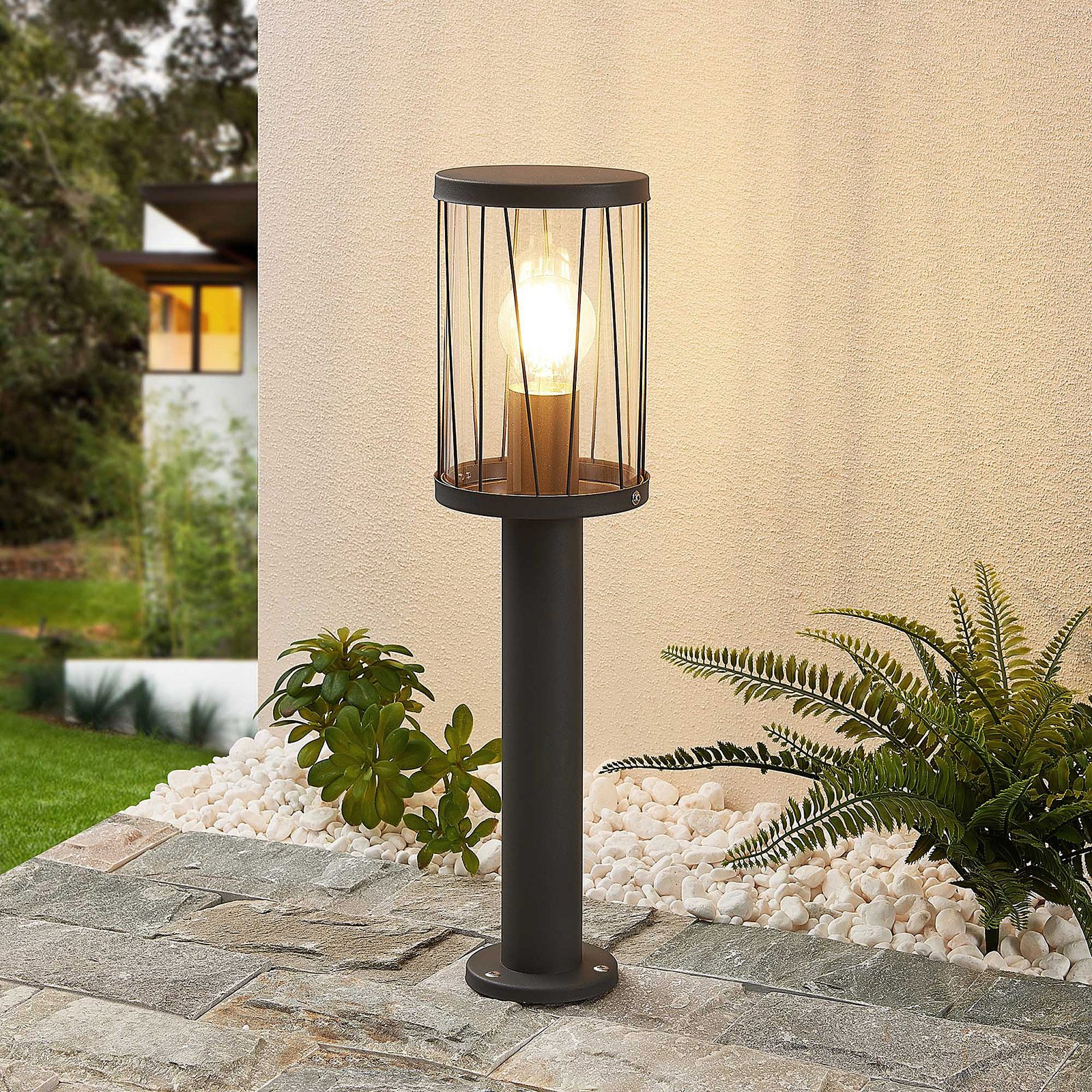 Yonan Outdoor Bollard  H60 Dark Grey/Clear - Lindby