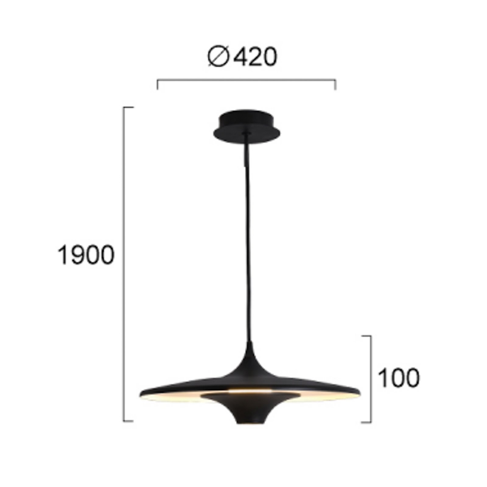 LED hanglamp Rene, zwart, Ø 42 cm, metaal