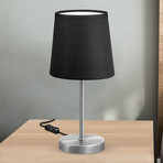 Lampe à poser Kaneo, noire, hauteur 30,8 cm, métal et tissu, culot E14