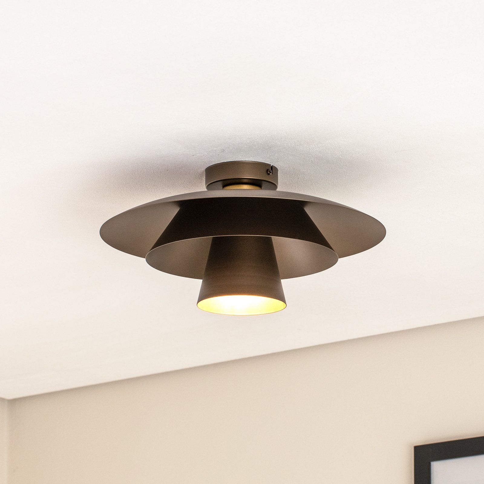 Plato ceiling light, titanium, metal, Ø 38 cm, E27