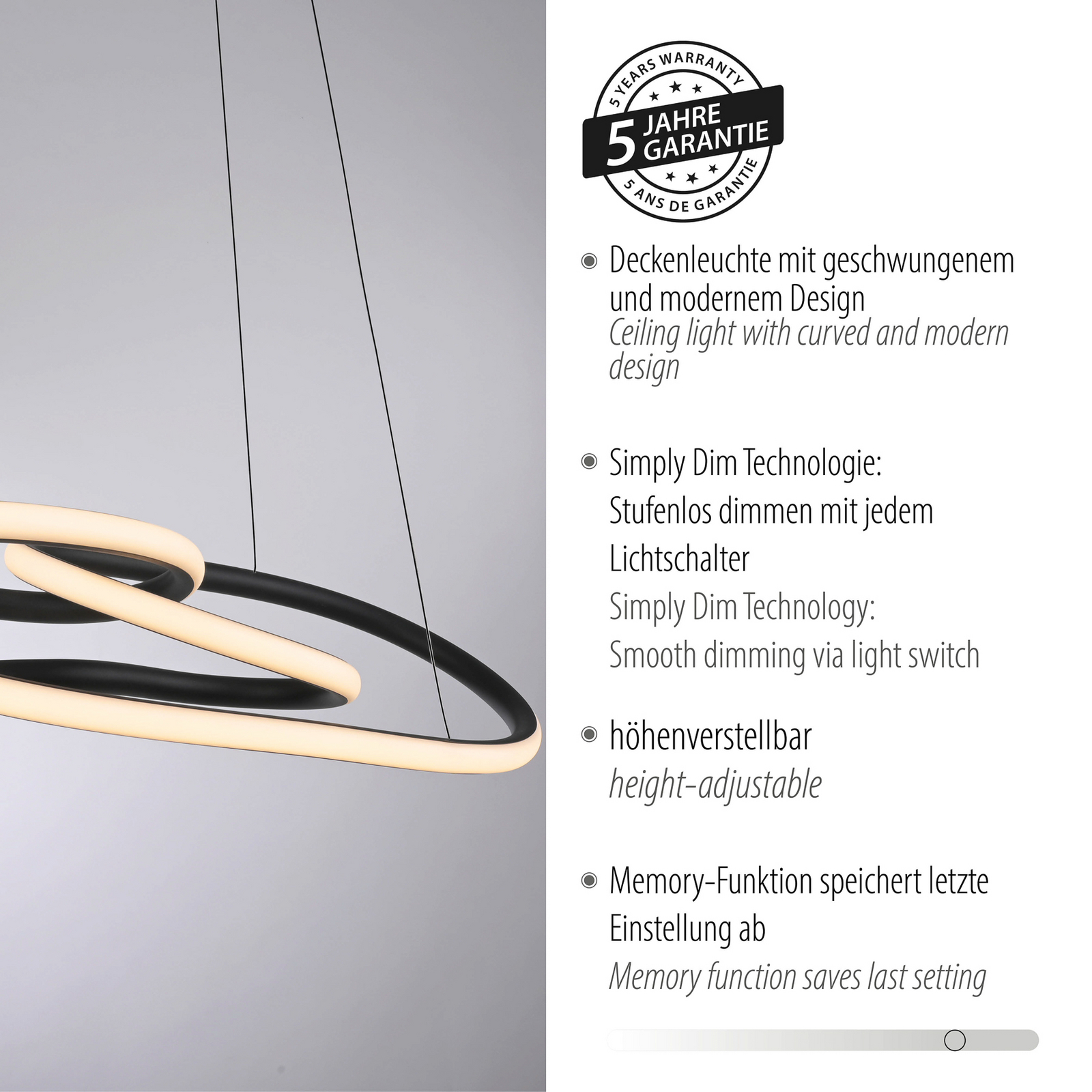 LED pakabinamas šviestuvas „TWIST“, juodos spalvos, ilgis 76 cm, metalinis LED pakabinamas šviestuvas „TWIST“, juodos spalvos, ilgis 76 cm, metalinis