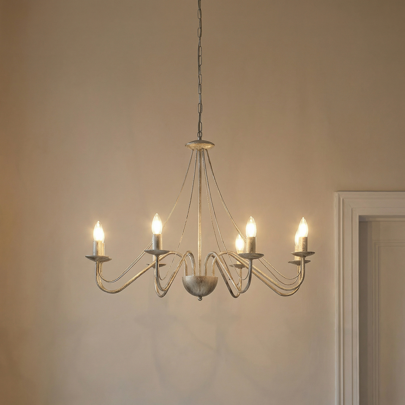 Malbo luster, bijelo zlato, metal, 8 žarulja, E14