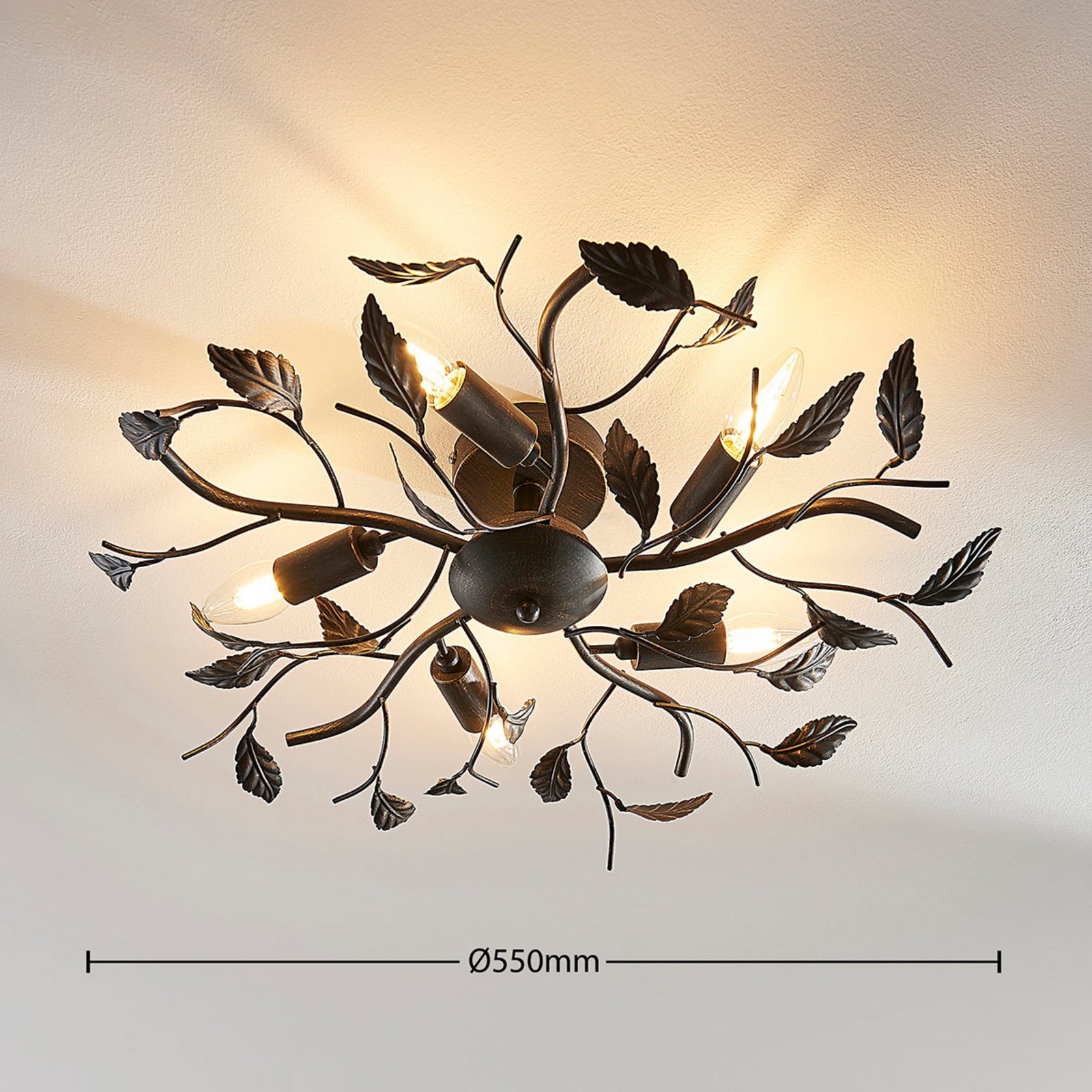 Yos 5 Ceiling Lamp Black-Gold - Lindby