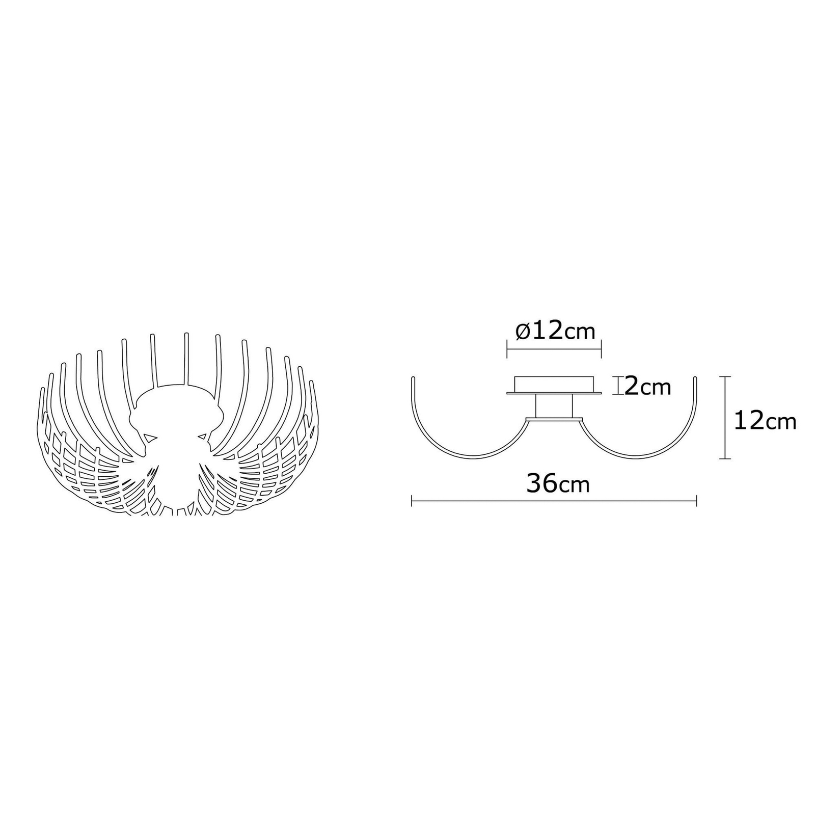 Aspendos N-641 plafondlamp, zwart, metaal, Ø 36 cm